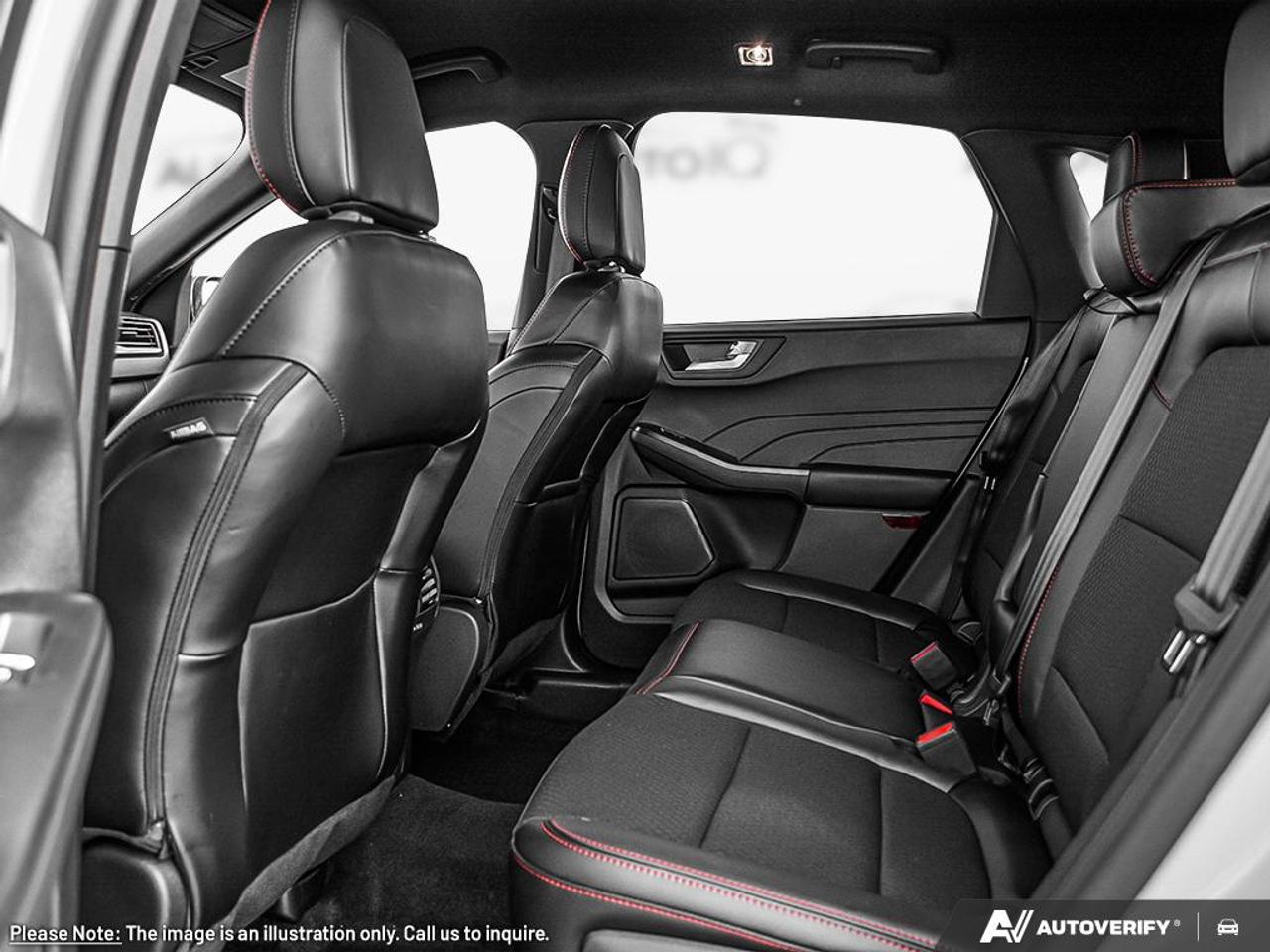 2025 Ford Escape ST-Line EQUIP GRP 300A | 1.5L ECO W/START-STOP | 8-SPD A/T | COLD WEATHER PKG | PANO VISTA ROOF | TECH PKG #1 | AGATE BLACK METALLIC | EBNY PART VNL/CLTH &RED STCH Photo
