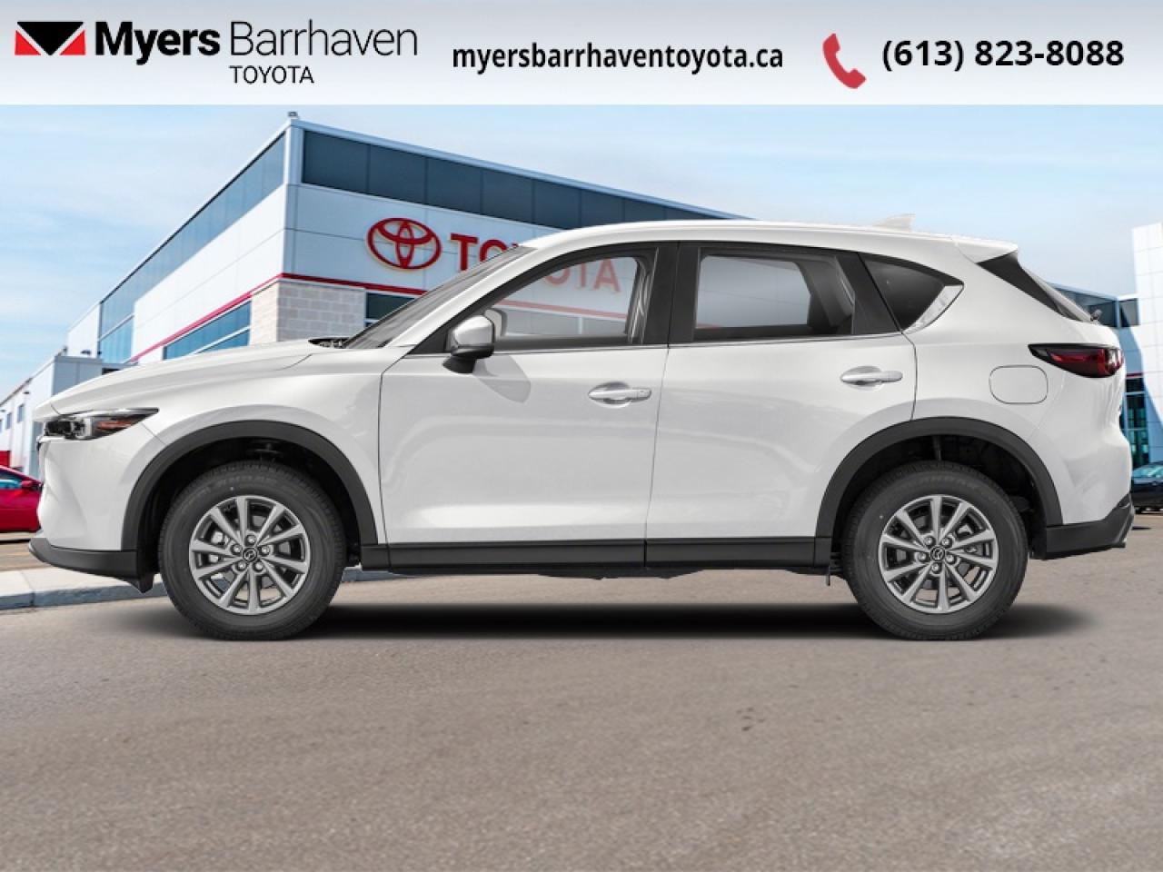 <b>Power Liftgate, Synthetic Leather Seats, Heated Seats, Apple CarPlay, Android Auto, Navigation, Adaptive Cruise Control, Blind Spot Detection, Lane Keep Assist, Lane Departure Warning, Forward Collision Warning, LED Lights, Proximity Key, Rear Camera</b><br> <br>  Compare at $32749 - Our Live Market Price is just $31489! <br> <br>The 2024 Mazda CX-5s athletic handling, precise steering, and upscale cabin are just some of the reasons why it ranks near the top of the compact SUV class. This 2024 Mazda CX-5 is fresh on our lot in Ottawa. <br> <br>This 2024 CX-5 strengthens the connection between vehicle and driver. Mazda designers and engineers carefully consider every element of the vehicles makeup to ensure that the CX-5 outperforms expectations and elevates the experience of driving. Powerful and precise, yet comfortable and connected, the 2024 CX-5 is purposefully designed for drivers, no matter what the conditions might be. This SUV has 39,442 km. Its Rhodium White M in colour. It has an Automatic transmission and is powered by a 187HP 2.5L 4 Cylinder Engine. <br> <br> Our CX-5s trim level is GS. This GS trim really ups the comfort and convenience with features like a power liftgate, heated steering wheel, and synthetic leather upholstery. This CX-5 comes with heated seats for a cozy cabin, alongside Android Auto, Apple CarPlay, and even more infotainment tech for endless engagement. An assistive suite helps you stay safe with lane keep assist, blind spot monitoring, and distance pacing cruise with stop and go. Fog lamps help on those dreary days, while a rearview camera makes sure you always park safely. Do it all in style with chrome trim and aluminum wheels.<br> <br>To apply right now for financing use this link: <a href=https://www.myersbarrhaventoyota.ca/quick-approval/ target=_blank>https://www.myersbarrhaventoyota.ca/quick-approval/</a><br><br> <br/><br> Buy this vehicle now for the lowest bi-weekly payment of <b>$219.01</b> with $0 down for 84 months @ 6.99% APR O.A.C. ( Plus applicable taxes -  Plus applicable fees   ).  See dealer for details. <br> <br>At Myers Barrhaven Toyota we pride ourselves in offering highly desirable pre-owned vehicles. We truly hand pick all our vehicles to offer only the best vehicles to our customers. No two used cars are alike, this is why we have our trained Toyota technicians highly scrutinize all our trade ins and purchases to ensure we can put the Myers seal of approval. Every year we evaluate 1000s of vehicles and only 10-15% meet the Myers Barrhaven Toyota standards. At the end of the day we have mutual interest in selling only the best as we back all our pre-owned vehicles with the Myers *LIFETIME ENGINE TRANSMISSION warranty. Thats right *LIFETIME ENGINE TRANSMISSION warranty, were in this together! If we dont have what youre looking for not to worry, our experienced buyer can help you find the car of your dreams! Ever heard of getting top dollar for your trade but not really sure if you were? Here we leave nothing to chance, every trade-in we appraise goes up onto a live online auction and we get buyers coast to coast and in the USA trying to bid for your trade. This means we simultaneously expose your car to 1000s of buyers to get you top trade in value. <br>We service all makes and models in our new state of the art facility where you can enjoy the convenience of our on-site restaurant, shuttle van, free Wi-Fi, Enterprise Rent-A-Car, on-site tire storage, and complimentary drinks. Come see why many Toyota owners are making the switch to Myers Barrhaven Toyota. <br>*LIFETIME ENGINE TRANSMISSION WARRANTY NOT AVAILABLE FOR VEHICLES WITH KMS EXCEEDING 140,000KM, VEHICLES 8 YEARS & OLDER, HIGHLINE BRAND VEHICLES (e.g., BMW, INFINITI, CADILLAC, LEXUS), AND QUEBEC RESIDENTS.<br> Come by and check out our fleet of 90+ used cars and trucks and 30+ new cars and trucks for sale in Ottawa.  o~o