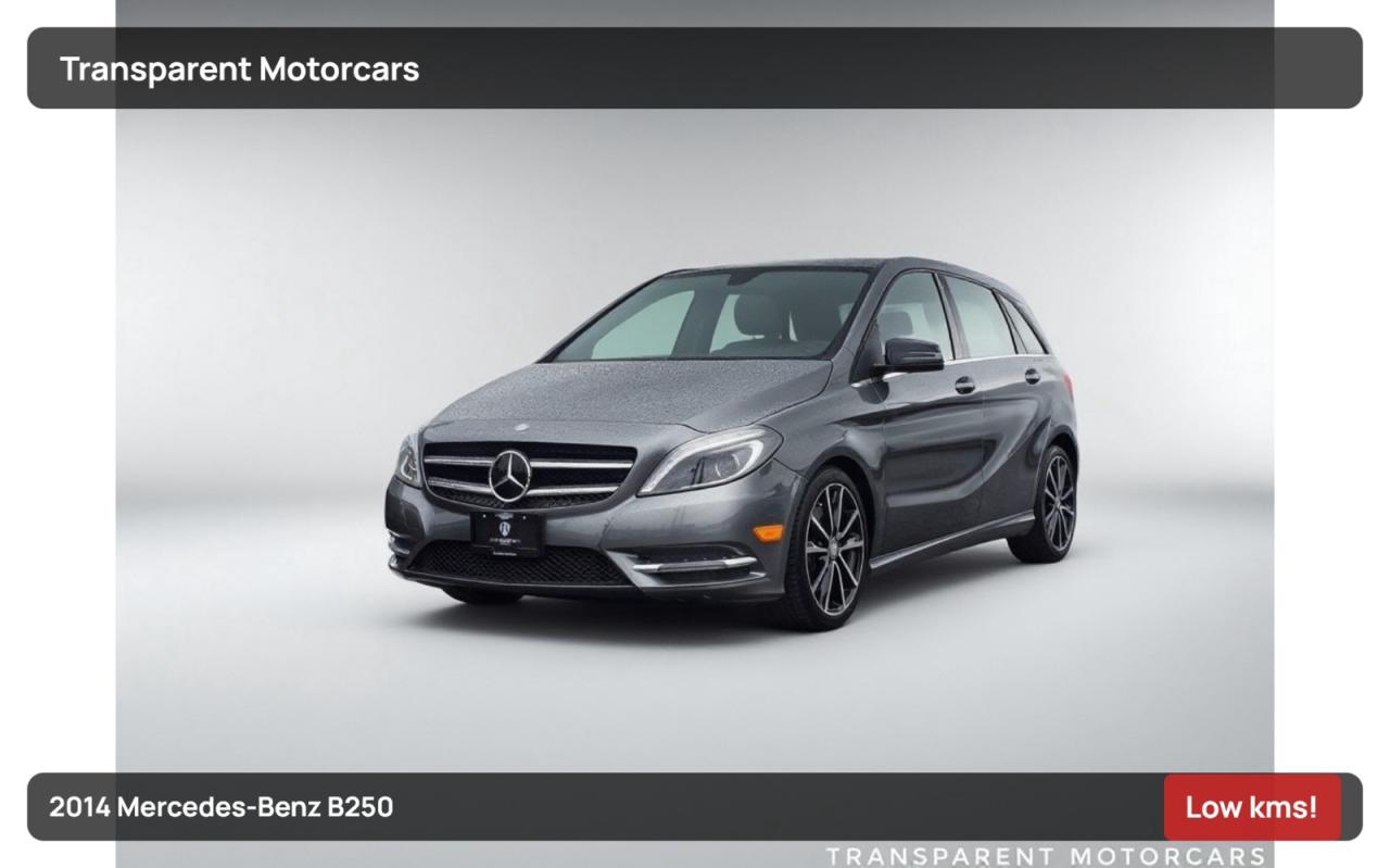 Transparent Motorcars is pleased to offer this beautiful 2014 Mercedes-Benz B250 With 60,367kms. It Features 208 Horsepower 2.0L Turbo Engine Paired With 7-Speed Shiftable Automatic Transmission, Panoramic Sunroof, Dual-Zone Climate Control, Heated Seats, Voice Command, Cruise Control, Front And Rear Camera, Dashcam, Bluetooth Audio And Much More! <br/> <br/> <br/> Stock# G0090M Dealer # 50276 <br/> <br/> <br/> $995 Documentation Fee <br/> <br/> <br/> 3771 No.3 Road Richmond/4211 No.3 Road Richmond <br/> <br/> <br/> This vehicle has undergone a comprehensive 110-point inspection at our state-of-the-art service facility, covering: Powertrain, Suspension, Tire Tread Depth ,Brake Condition ,All Electrical Components <br/> <br/> <br/> *Each vehicle comes with a limited warranty for your peace of mind. <br/> <br/> <br/> *Free, full CARFAX Vehicle History Report available upon request. <br/> <br/> <br/> *We are a 5-star rated Google dealership, trusted by our customers. <br/> <br/> <br/> *Thousands of satisfied customers  we invite you to join our automotive family! <br/> <br/> <br/> *Complimentary pick-up service from the airport, ferry terminal, or SkyTrain station is available. <br/> <br/> <br/> *For details on our refund and buyback policy, please contact our team directly. <br/> <br/> <br/> At our dealership, we pride ourselves on building lasting relationships with our customers. Were not just a one-time dealer  we are committed to being your trusted partner for all your vehicle needs, now and in the future. From your initial purchase to ongoing service, we aim to exceed expectations every step of the way. <br/>