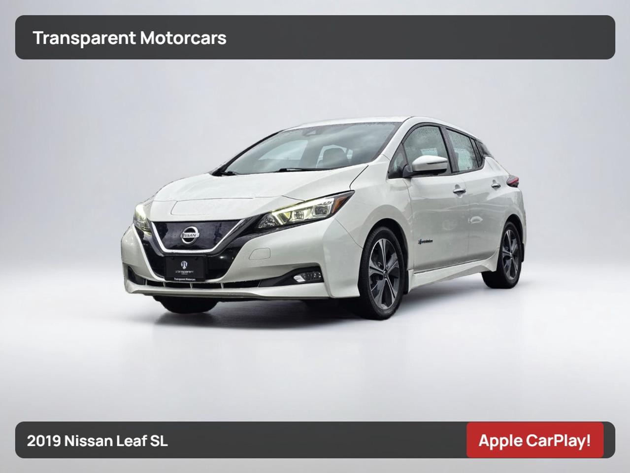 Transparent Motorcars is pleased to offer this beautiful 2019 Nissan Leaf SL With 104,117kms. It Features 147 Horsepower 110 KW AC Synchronous Electric Motor Paired With Single-Speed Reduction Transmission, Quick Charge Port, 17 Machine-Finished Aluminum-Alloy Wheels, Apple CarPlay & Android Auto Integration, SiriusXM Traffic & Travel Link, Electronic Parking Brake, ProPILOT Assist, High Beam Assist, Automatic Emergency Braking with Pedestrian Detection, Intelligent Lane Intervention, Automatic on/off Headlights, 7.0 Driver Information Display, 5.0 Centre Colour Display, Automatic Climate Control, Nissan Intelligent Key (Keyless Entry) + Push-Button Start, All-Weather Package, Heated Seats, Heated Steering, Back-Up Camera And Much More! <br/> <br/> <br/> Stock# G00162N Dealer # 50276 <br/> <br/> <br/> $995 Documentation Fee <br/> <br/> <br/> 3771 No.3 Road Richmond/4211 No.3 Road Richmond <br/> <br/> <br/> This vehicle has undergone a comprehensive 110-point inspection at our state-of-the-art service facility, covering: Powertrain, Suspension, Tire Tread Depth ,Brake Condition ,All Electrical Components <br/> <br/> <br/> *Each vehicle comes with a limited warranty for your peace of mind. <br/> <br/> <br/> *Free, full CARFAX Vehicle History Report available upon request. <br/> <br/> <br/> *We are a 5-star rated Google dealership, trusted by our customers. <br/> <br/> <br/> *Thousands of satisfied customers  we invite you to join our automotive family! <br/> <br/> <br/> *Complimentary pick-up service from the airport, ferry terminal, or SkyTrain station is available. <br/> <br/> <br/> *For details on our refund and buyback policy, please contact our team directly. <br/> <br/> <br/> At our dealership, we pride ourselves on building lasting relationships with our customers. Were not just a one-time dealer  we are committed to being your trusted partner for all your vehicle needs, now and in the future. From your initial purchase to ongoing service, we aim to exceed expectations every step of the way. <br/>