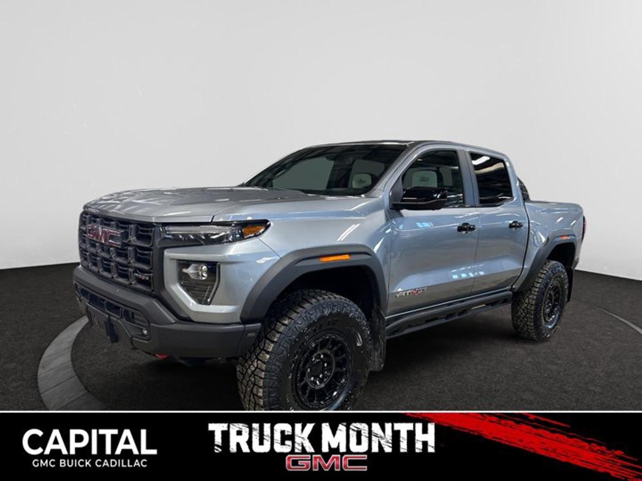 This 2026 GMC Canyon in Sterling Metallic is equipped with 4WD and Turbocharged Gas I4 2.7L/ engine.The GMC Canyon might be midsize, but its fully premium. Designed for easy access, an available easy lift and lower tailgate allows for smooth operation, while an integrated corner-step rear bumper provides efficient access to the truck bed and your cargo. Its the little things that set the Canyon apart, like its LED-signature front lighting, chrome grille surrounds and chrome mirror caps and door handles. The Canyon is takes premium comfort to a new level with features such as available soft-touch instrument panel and available heated driver and front passenger seats. The interior is also engineered to give you and your passengers an exceptional level of quiet, from noise-reducing innovations to triple door seals. This truck offers an engine lineup that delivers power and efficiency. This baby has 308 horsepower and can tow up to 3493 KG (7700 LB.). Intelligent control features, including traction control, trailer sway and hill descent control, available automatic rear locking differential, brake rotors and integrated trailer brake controller and diesel exhaust brake, to help you stay confidently in command no matter what you may be hauling or trailering. The Canyon provides intelligently placed controls and driver-centric features to keep you in touch, in charge and connected on the road, from available built-in Wi-Fi, an infotainment system with navigation and a rear-vision camera, to power outlets, rear seat reminders and access to the myGMC app. Youll also find state-of-the-art safety to help enhance your awareness of the road and surrounding vehicles, such as available forward collision alert, and more.Check out this vehicles pictures, features, options and specs, and let us know if you have any questions. Helping find the perfect vehicle FOR YOU is our only priority.P.S...Sometimes texting is easier. Text (or call) 306-801-9090 for fast answers at your fingertips!Dealer License #914248Disclaimer: All prices are plus taxes & fees. See dealer for Details. Dealer Permit # 914248 See dealer for Details.