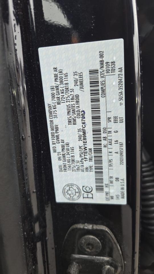 2021 Ford F-150 TREMOR, IRREPARABLE, PARTS OR EXPORT, AS IS Photo