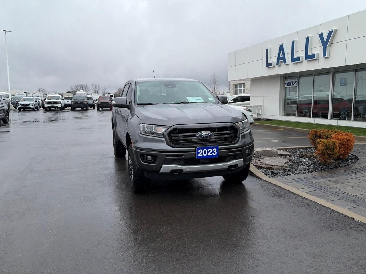 <p>The 2023 Ford Ranger Lariat SuperCrew equipped with the 2.3L EcoBoost engine is a midsize pickup that combines strong performance, modern technology, and everyday practicality. Powered by a turbocharged 2.3-litre EcoBoost four-cylinder engine producing about 270 horsepower and 310 lb-ft of torque, it is paired with a 10-speed automatic transmission and a 4x4 drivetrain for confident capability in various road and off-road conditions. The SuperCrew configuration provides four full doors and seating for up to five passengers, while offering features such as premium interior materials, advanced driver-assist technologies, and strong utility with a towing capacity of up to about 7,500 lbs, making it a versatile truck suited for both work and daily driving.</p>