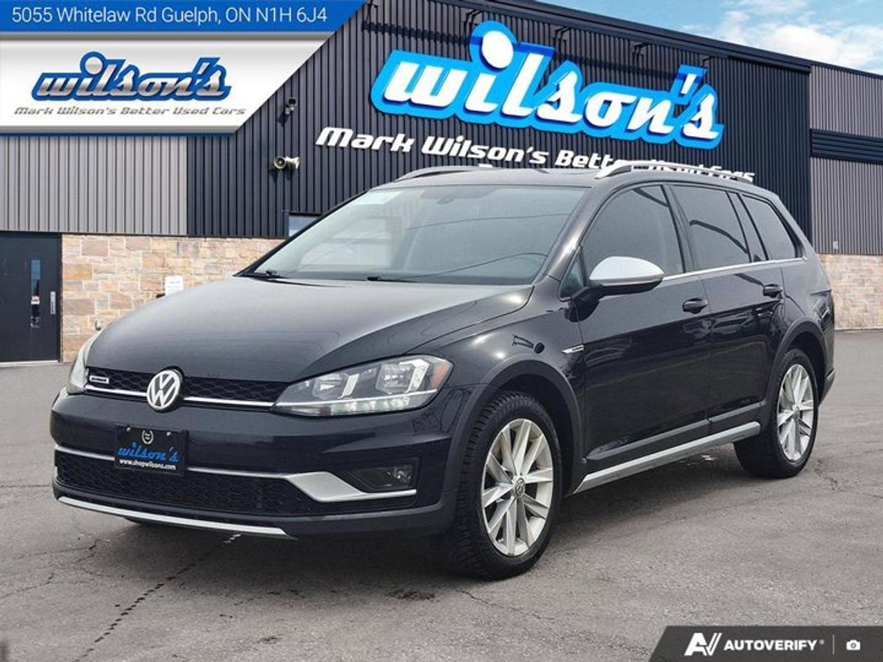 Check out this certified 2019 Volkswagen Golf Alltrack Highline DSG AWD | Leatherette | Pano Roof | Adaptive Cruise | Heated Seats | CarPlay and More !. Its Automatic transmission and 1.8 L engine will keep you going. This Volkswagen Golf Alltrack features the following options: Reverse Camera, Panoramic Roof, Air Conditioning, Adaptive Cruise, Heated Seats, Tilt Steering Wheel, Steering Radio Controls, Power Windows, Power Locks, and Traction Control. See it for yourself at Mark Wilsons Better Used Cars, 5055 Whitelaw Road, Guelph, ON N1H 6J4.MASSIVE SELECTION: 500+ vehicles in ONE LOCATION, all Live Market Priced for the best value!STRAIGHTFORWARD & TRANSPARENT PRICING: Our Advertised Price INCLUDES:Safety Certification! (No separate certification fee upcharge).FREE Carfax History Report!NO upcharge for paying cash!CONFIDENCE & PEACE OF MIND: 30-Day/3,000 km Warranty INCLUDED! Plus a 5-Day Exchange Privilege!*EASY FINANCING: Better-than-bank rates, $0 Down, and 3 Months No Payments available OAC. BAD CREDIT APPROVED HERE!WE BUY CARS: Get Top Dollar for your trade, or sell us your vehicle for CASH even if you dont buy ours!www.shopwilsons.comAn Honest, Transparent Buying Experience. Trusted in business since 1961!(Cash Prices Exclude HST and Licensing Fees only.)
