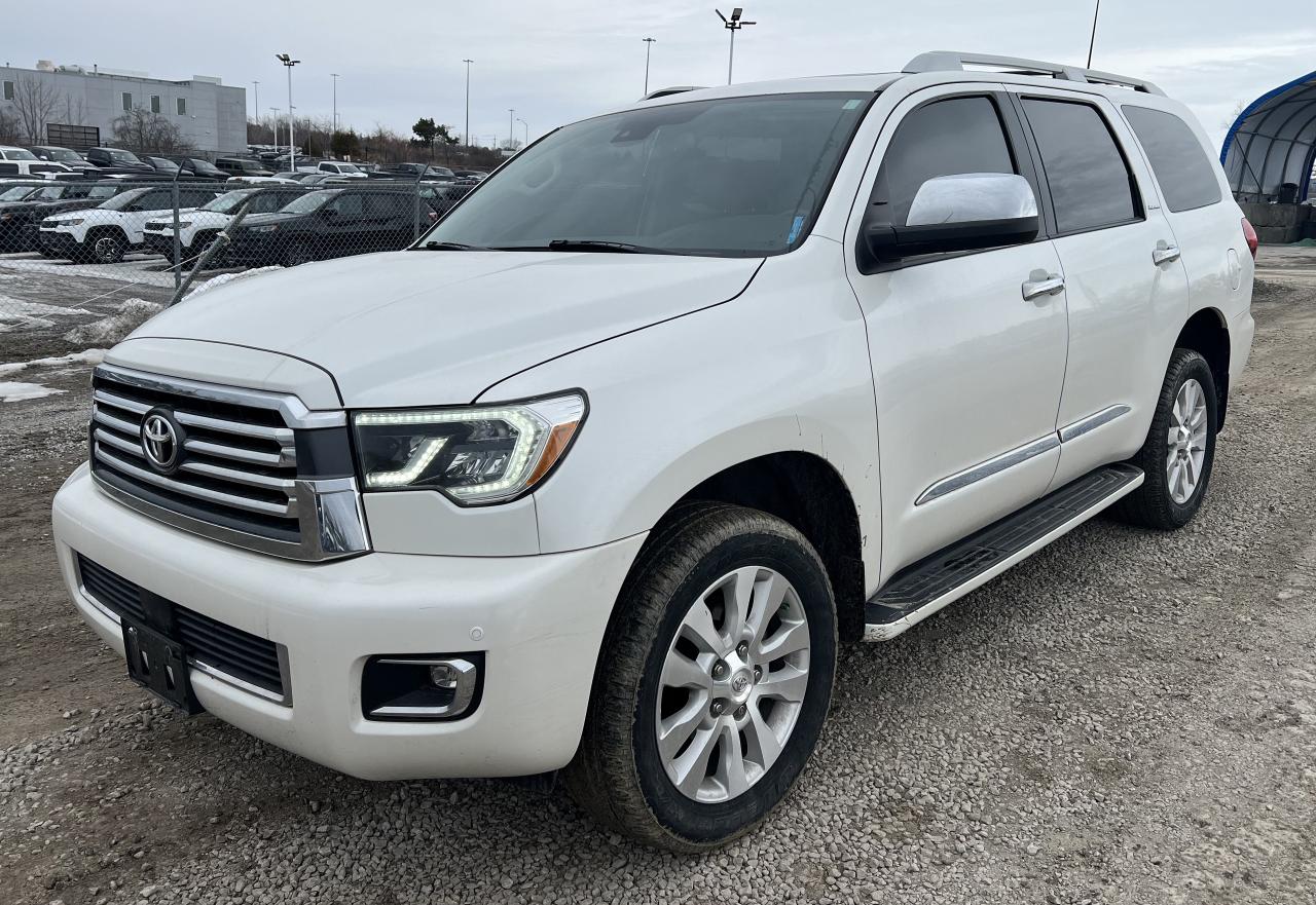 New Arrival BEAUTIFUL Blizzard Pearl White on Red Rock Leather Interior 2018 TOYOTA SEQUOIA PLATINUM 4WD ! NO ACCIDENTS! MINT CONDITION! VERY CLEAN IN AND OUT! 5.7L V8. 7 Passenger. Has 179,856 Kms. Runs Excellent. Regularly Toyota Serviced. FULLY LOADED with Navigation System, Backup Camera, Rear-Seat Blu-Ray Disc Player, Sunroof, Heated and Ventilated Front Seats, Power Seats, 2nd Row Heated Captains Chairs and Center Console, Power Folding 3rd Row Seats, Bluetooth, CD/AUX/USB, Keyless Entry, Power Liftgate, Running Boards, 20-inch Alloy Wheels, Roof Rack, Blind Spot Monitor System, Parking Sensors, Air Suspension, and More! <br/> <br/> <br/> *Safety Certified at no extra cost* <br/> <br/> <br/> *Welcome to get vehicle checked by any mechanic before purchase* <br/> <br/> <br/> All in price : $46,499 plus HST and Licensing. <br/> Call : 647-303-2585 or 647-631-8755 <br/> <br/> <br/> Brampton Auto Center <br/> 69 Eastern Avenue, Brampton ON, L6W 1X9. Unit 206 <br/> <br/> <br/> Brampton Auto Center, welcomes you! Family owned dealership located in the GTA. We take pride in our work. Customer service is our priority. Full disclosure with honesty. We are OMVIC registered and proud member of the UCDA. You are welcomed to get the vehicle checked by any mechanic before purchase, for quality assurance. Financing available for all types of credit! Good, bad or no credit. No problem! We will get you approved. Warranty options available for any year, make or model! Contact dealer for more details. <br/> E-mail : info@bramptonautocenter.ca <br/>