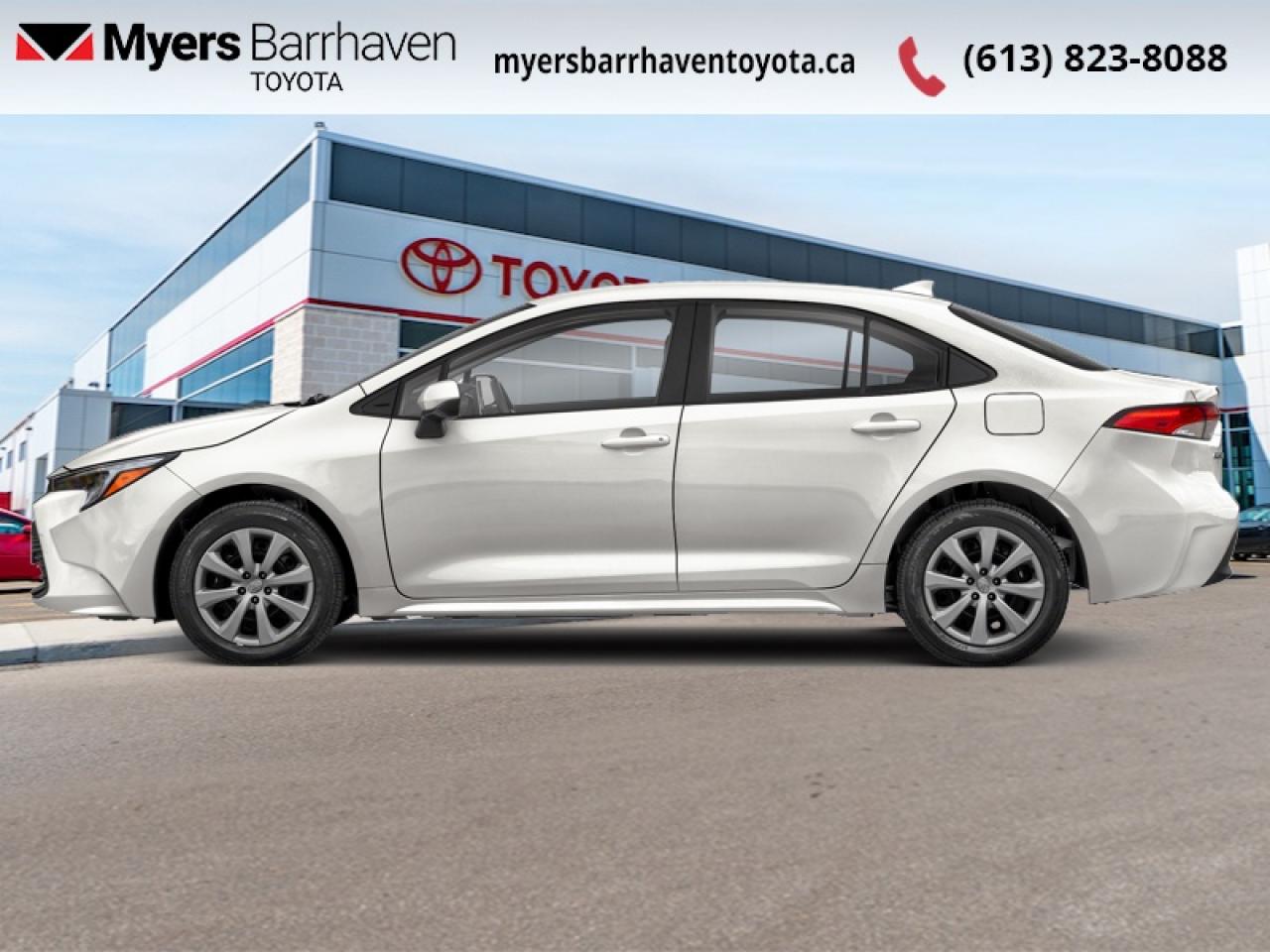 <b>Certified, Low Mileage, Heated Seats,  Blind Spot Detection,  Lane Keep Assist,  LED Lights,  Apple CarPlay!</b><br> <br>  Compare at $29638 - Our Live Market Price is just $28498! <br> <br>This ubiquitous compact sedan still offers great value, with amazing versatility and trusted reliability. This 2024 Toyota Corolla is for sale today in Ottawa. <br> <br>With a distinctive design, robust engineering and all-round practicality, this 2024 Corolla is a popular choice for shoppers who prioritize safety and style. A well-built interior with amazing standard technology ensures that this sedan withstands the day-to-day activities of an urban commute. A roomy cabin with comfortable ride quality ensures that occupants enjoy a smooth journey, both in the city and the highway. This low mileage sedan has just 24,706 km and is a Certified Pre-Owned vehicle. Its White in colour. It has an Automatic transmission and is powered by a 138HP 1.8L 4 Cylinder Engine. And its got a certified used vehicle warranty for added peace of mind. <br> <br> Our Corollas trim level is Hybrid LE. This Corolla Hybrid LE is amazing on efficiency and boasts several features like heated front seats, automatic climate control, sleek Bi-LED headlights, a larger 8 inch touchscreen display featuring Apple CarPlay, Android Auto, advanced voice recognition, 6 speakers, next gen USB 2.0 audio ports, wireless streaming audio, SIRI Eyes Free and a handy rear view camera. Additional features include blind spot detection, remote keyless entry, Toyota Safety Sense, dynamic radar cruise control, lane departure warning with lane steering assist, power adjustable heated mirrors and so much more. This vehicle has been upgraded with the following features: Heated Seats, Blind Spot Detection, Lane Keep Assist, LED Lights, Apple CarPlay, Android Auto, Adaptive Cruise Control.<br> <br>To apply right now for financing use this link: <a href=https://www.myersbarrhaventoyota.ca/quick-approval/ target=_blank>https://www.myersbarrhaventoyota.ca/quick-approval/</a><br><br> <br/>Not every used vehicle on the lot at Myers Barrhaven Toyota comes with the Toyota Certified Used Vehicle distinction, but the ones that do can be purchased with the knowledge that they are the cream of the crop when it comes to choosing a pre-owned vehicle. While we stand confidently by all of our vehicles, and they all pass our own internal inspection, these select Toyotas have passed an additional rigorous 160 point inspection to earn this distinction and all the benefits that come with it.Toyotas are phenomenal machines, and they tend to hold their value regardless, but once they have passed the Toyota Certified Used inspection it qualifies for a host of additional benefits that come right from the manufacturer. These benefits include, but are certainly not limited to, 6-10 month/ 10,000km Powertrain and Roadside Assistance Coverage, zero deductible, extensive mechanical and appearance reconditioning, a full carfax report, a complimentary first oil and filter change, and a guarantee of satisfaction up to seven days or 1,500 km, and that is all on top of our own programs and guarantees.<br> <br/><br> Buy this vehicle now for the lowest bi-weekly payment of <b>$198.21</b> with $0 down for 84 months @ 6.99% APR O.A.C. ( Plus applicable taxes -  Plus applicable fees   ).  See dealer for details. <br> <br>At Myers Barrhaven Toyota we pride ourselves in offering highly desirable pre-owned vehicles. We truly hand pick all our vehicles to offer only the best vehicles to our customers. No two used cars are alike, this is why we have our trained Toyota technicians highly scrutinize all our trade ins and purchases to ensure we can put the Myers seal of approval. Every year we evaluate 1000s of vehicles and only 10-15% meet the Myers Barrhaven Toyota standards. At the end of the day we have mutual interest in selling only the best as we back all our pre-owned vehicles with the Myers *LIFETIME ENGINE TRANSMISSION warranty. Thats right *LIFETIME ENGINE TRANSMISSION warranty, were in this together! If we dont have what youre looking for not to worry, our experienced buyer can help you find the car of your dreams! Ever heard of getting top dollar for your trade but not really sure if you were? Here we leave nothing to chance, every trade-in we appraise goes up onto a live online auction and we get buyers coast to coast and in the USA trying to bid for your trade. This means we simultaneously expose your car to 1000s of buyers to get you top trade in value. <br>We service all makes and models in our new state of the art facility where you can enjoy the convenience of our on-site restaurant, shuttle van, free Wi-Fi, Enterprise Rent-A-Car, on-site tire storage, and complimentary drinks. Come see why many Toyota owners are making the switch to Myers Barrhaven Toyota. <br>*LIFETIME ENGINE TRANSMISSION WARRANTY NOT AVAILABLE FOR VEHICLES WITH KMS EXCEEDING 140,000KM, VEHICLES 8 YEARS & OLDER, HIGHLINE BRAND VEHICLES (e.g., BMW, INFINITI, CADILLAC, LEXUS), AND QUEBEC RESIDENTS.<br> Come by and check out our fleet of 90+ used cars and trucks and 30+ new cars and trucks for sale in Ottawa.  o~o