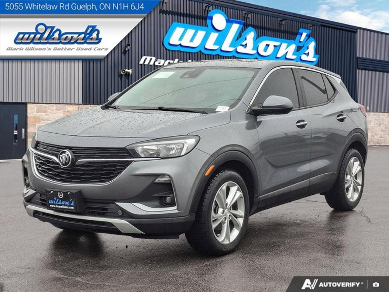 Look at this certified 2020 Buick Encore GX Preferred | Heated Seats + Steering | Remote Start | Carplay + Android Auto | Lane Keep and More !. Its Automatic transmission and 1.2 engine will keep you going. This Buick Encore GX has the following options: Remote Start, Heated Steering Wheel, Air Conditioning, Heated Seats, Tilt Steering Wheel, Steering Radio Controls, Power Windows, Power Locks, Traction Control, and Power Mirrors. See it for yourself at Mark Wilsons Better Used Cars, 5055 Whitelaw Road, Guelph, ON N1H 6J4.MASSIVE SELECTION: 500+ vehicles in ONE LOCATION, all Live Market Priced for the best value!STRAIGHTFORWARD & TRANSPARENT PRICING: Our Advertised Price INCLUDES:Safety Certification! (No separate certification fee upcharge).FREE Carfax History Report!NO upcharge for paying cash!CONFIDENCE & PEACE OF MIND: 30-Day/3,000 km Warranty INCLUDED! Plus a 5-Day Exchange Privilege!*EASY FINANCING: Better-than-bank rates, $0 Down, and 3 Months No Payments available OAC. BAD CREDIT APPROVED HERE!WE BUY CARS: Get Top Dollar for your trade, or sell us your vehicle for CASH even if you dont buy ours!www.shopwilsons.comAn Honest, Transparent Buying Experience. Trusted in business since 1961!(Cash Prices Exclude HST and Licensing Fees only.)
