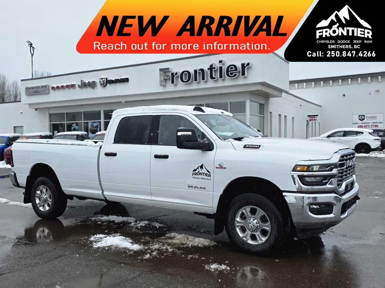 <p>The 2025 Ram 3500 Big Horn, dressed in a classic white, offers power and dominance with its 4x4 drivetrain ensuring a formidable driving experience across any terrain. </p><p>The truck's exterior embodies strength and utility, whilst the spacious interior in a sophisticated gray exudes both comfort and practicality. The styling of the Big Horn trim with its 8' Box provides ample cargo space, perfect for both work and leisure.</p><p>Stay connected and secure with modern features like a backup camera, Bluetooth connection, and Wi-Fi hotspot. For those who value safety and convenience, you'll appreciate the adaptive cruise control, parking sensors, and smart device integration, making every journey stress-free.</p><p>This heavy-duty truck is perfect for individuals who demand reliability and versatility in their vehicle. Visit our dealership today to explore the 2025 Ram 3500 Big Horn and learn how it can be the perfect addition to your lifestyle.</p>