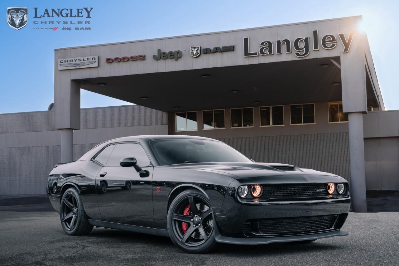 <p><strong>2017 Dodge Challenger SRT Hellcat</strong></p><p>The 2017 Challenger SRT Hellcat remains a benchmark in modern muscle, delivering world-class acceleration and a distinctive supercharged whine that defines the Hellcat legacy.</p><ul><li><p><strong>Engine</strong>: 6.2L Supercharged HEMI® SRT® Hellcat V8 (707 hp, 650 lb-ft torque)</p><p></p></li><li><p><strong>Drivetrain</strong>: Rear-Wheel Drive (RWD) with 6-speed manual or 8-speed TorqueFlite® automatic</p><p></p></li><li><p><strong>Performance</strong>: 0100 km/h in the low 3-second range with a top speed of 320 km/h (199 mph)</p></li><li><p><strong>Braking</strong>: 15.4-inch Brembo® two-piece front rotors with six-piston calipers</p><p></p></li><li><p><strong>Technology</strong>: Uconnect® 8.4-inch touchscreen with SRT® Performance Pages and a 18-speaker Harman Kardon® audio system</p><p></p></li><li><p><strong>Key Features</strong>: Bilstein® Three-Mode Competitive Suspension, dual-key fobs (Red key unlocks full 707 hp), and 20-inch Low-Gloss Black forged aluminum wheels</p><p></p></li></ul><p>Come book a test drive at Langley Chrysler, conveniently located in Langley, British Columbia.</p>

<p>*All prices plus applicable taxes, applicable environmental recovery charges, documentation of $599 and full tank of fuel surcharge of $76 if a full tank is chosen. <br />Other protection items available that are not included in the above price:<br />Tire & Rim Protection and Key fob insurance starting from $599<br />Service contracts (extended warranties) for coverage up to 7 years and 200,000 kms starting from $599<br />Custom vehicle accessory packages, mudflaps and deflectors, tire and rim packages, lift kits, exhaust kits and tonneau covers, canopies and much more that can be added to your payment at time of purchase<br />Undercoating, rust modules, and full protection packages starting from $199<br />Financing Fee of $500 when applicable<br />Flexible life, disability and critical illness insurances to protect portions of or the entire length of vehicle loan</p>
