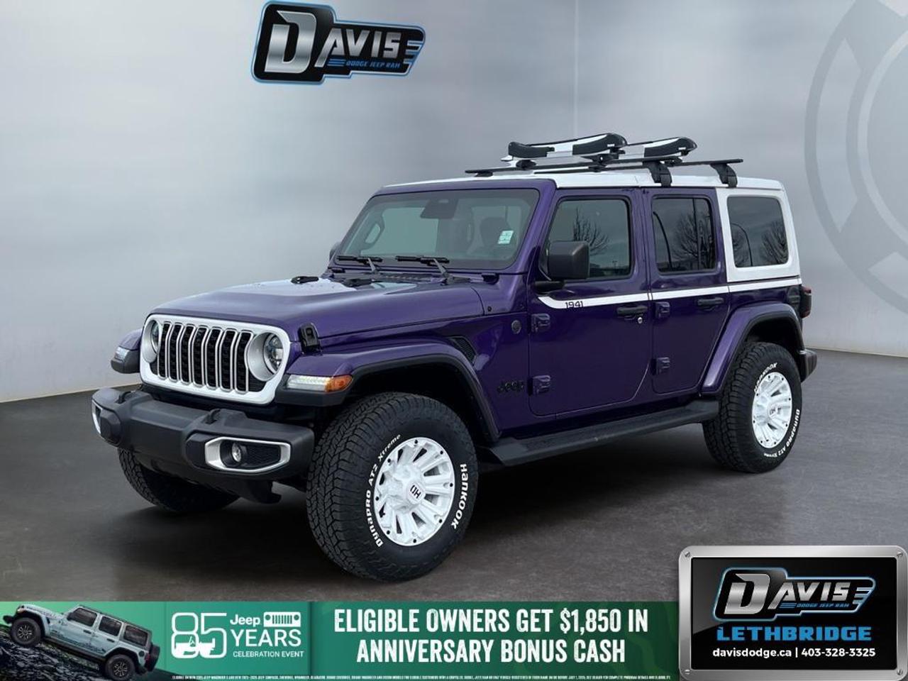 <b>HD Suspension, Targa Sunroof, Alpine Audio, Heated Seats, Remote Start!</b><br /> <br /> Enhanced safety features and connectivity options keep you secure and in touch wherever your path leads.<br /> <br />The 2026 Jeep Wrangler blends iconic design with modern innovation to deliver an unmatched driving experience on and off the road. Its durable build, open-air freedom, and advanced off-road systems make it the go-to SUV for those who live for adventure. With refined comfort, cutting-edge technology, and Jeeps legendary capability, the Wrangler remains the benchmark for authentic, all-terrain performance.<br /> <br />This Reign SUV has an Automatic transmission and is powered by a 285HP 3.6L V6 Cylinder Engine. <br /> <br /> Our Wrangler's trim level is Sahara. This Wrangler Sahara features incredible off-roading capability, thanks to heavy duty suspension, and skid plates for undercarriage protection. Interior features include heated front seats with lumbar support, a heated steering wheel, an 8-speaker Alpine audio system, voice-activated dual zone climate control, front and rear cupholders, and a 12.3-inch infotainment system with navigation, smartphone integration and mobile internet hotspot access. Additional features include a convertible top with fixed rollover protection, cruise control, proximity keyless entry with remote start, and even more. This vehicle has been upgraded with the following features: HD Suspension, Targa Sunroof, Alpine Audio, Heated Seats, Remote Start, Adaptive Cruise Control, Climate Control.<br /><br /> <br />To apply right now for financing use this link: <a href=https://lethbridge.davisdodge.ca/free-credit-check/ target=_blank rel=nofollow noopener noreferrer>https://lethbridge.davisdodge.ca/free-credit-check/</a><br /> <br /><br />As a premier Chrysler, Dodge, Jeep and RAM dealership, Davis Dodge proudly offers an extensive selection of new and used vehicles to meet every drivers needs. Customers across Lethbridge, Fort Macleod, Taber, Claresholm, Coaldale, and beyond trust us for daily vehicle specials, certified service and parts, and a seamless online inventory experience. <br /><br /> With competitive financing options and expert support, we make car buying easy and enjoyable. <br /><br /> Ready to hit the road? Schedule your test drive today at Davis Dodge, your trusted Chrysler, Dodge, Jeep and RAM dealer in Lethbridge, Alberta.<br /><br /> Vehicle pricing offer shown expires 2026-07-31. <br /> Come by and check out our fleet of 50+ used cars and trucks and 110+ new cars and trucks for sale in Lethbridge. o~o