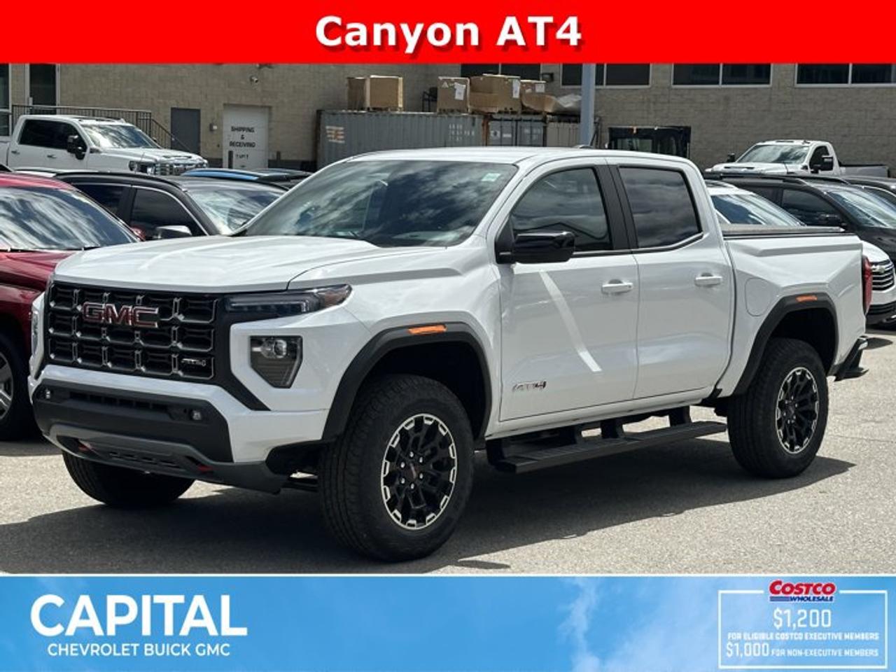 This GMC Canyon delivers a Turbocharged Gas I4 2.7L/ engine powering this Automatic transmission. TRANSMISSION, 8-SPEED AUTOMATIC, 8L80 (STD), SUMMIT WHITE, REAR AXLE, 3.42 RATIO.* This GMC Canyon Features the Following Options *LPO, PREMIER SOFT ROLL-UP TRUCK BED COVER BY REALTRUCK ADVANTAGE (dealer-installed), LPO, BLACK ASSIST STEP (dealer-installed), ENGINE, TURBOMAX (310 hp [231 kW] @ 5600 rpm, 430 lb-ft of torque [583 Nm] @ 3000 rpm) (STD), ENGINE BLOCK HEATER, BEDLINER, SPRAY-ON WITH GMC LOGO, AT4 PREFERRED EQUIPMENT GROUP includes standard equipment, 3 YEARS SIRIUSXM, Wireless Apple CarPlay/Wireless Android Auto, Windows, remote Express-Down, all windows, Windows, power with driver Express-Up and Down.* Visit Us Today *Test drive this must-see, must-drive, must-own beauty today at Capital Chevrolet Buick GMC Inc., 13103 Lake Fraser Drive SE, Calgary, AB T2J 3H5.