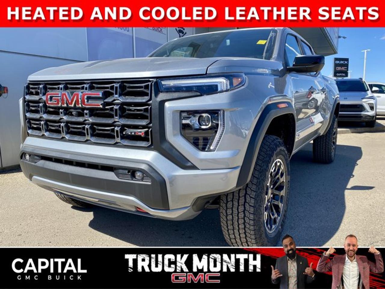 Check out this amazing 2026 GMC FULLY LOADED Canyon AT4... Fully equipped with options like Heated and Cooled Leather Seats, Massive 6.3 Heads-up Display, AT4 Premium Package and Technology Plus Package, Adaptive Cruise Control, 360 CAM, MultiStow Tailgate, Parking Assist Sensors, Remote Start, Heated Steering, Trailer Package w/ Brake Controller, Blind Zone Steering Assist, Off-Road 2 Inch Factory Lift, and so much more! CALL NOWAsk for the Internet Department for more information or book your test drive today! Text 825-445-0521 for fast answers at your fingertips!AMVIC Licensed Dealer - Licence Number B1044900Disclaimer: All prices are plus taxes and include all cash credits and loyalties. See dealer for details. AMVIC Licensed Dealer # B1044900