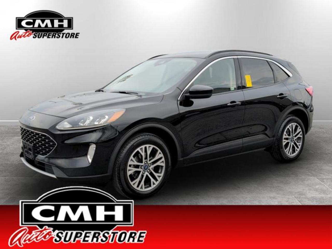 <b>NO ACCIDENTS !! 28 SERVICE RECORDS !! AWD !! NAVIGATION, REAR CAMERA W/SENSORS, ADAPTIVE CRUISE, COLLISION SENSORS, LANE ASSIST, BLIND SPOT, POWER SEAT W/MEMORY, LEATHER, HEATED SEATS, HEATED STEERING WHEEL, POWER LIFTGATE, REMOTE START, 18-IN ALLOYS</b><br>  <br>CMH certifies that all vehicles meet DOUBLE the Ministry standards for Brakes and Tires. The advertised price is the promotional financing price. For all other methods of payment, the selling price is $500 higher.<br><br> <br>This 2020 Ford Escape is for sale today. <br> <br>All new for 2020, the Ford Escape was built for an active lifestyle and offers plenty of options for you to hit the road in your own individual style. Whether you need a family SUV for soccer practice, a capable adventure vehicle, or both, the versatile Ford Escape has you covered. Built for those who live on the go, the Ford Escape was made to be unstoppable. This SUV has 179,971 km. Its Agate Black Metallic in colour and is completely accident free based on the <a href=https://vhr.carfax.ca/?id=ydklhB7sghVe7edjSpckQqXs76B9bEd7 target=_blank>CARFAX Report</a>. It has an Automatic transmission and is powered by a 181HP 1.5L 3 Cylinder Engine. <br> <br> Our Escapes trim level is SEL. Upgrading to this Ford Escape SEL is a wise choice as it comes loaded with heated seats and a power driver seat with premium ActiveX material, unique aluminum wheels and Fords SYNC 3 infotainment system complete with a large touchscreen, Apple CarPlay and Android Auto. Additional features include a power rear liftgate, heated leather steering wheel, SiriusXM radio, FordPass Connect 4G LTE, automatic climate control, a smart device remote starter, plus exterior chrome accents. For added convenience and safety this Ford Escape also comes with a 60-40 split-folding rear seat, remote keyless entry with a proximity key, plus Ford Co-Pilot360 that features lane keep assist, a rear view camera with rear parking sensors , blind spot detection, automatic emergency braking and cross traffic alert.<br> To view the original window sticker for this vehicle view this <a href=http://www.windowsticker.forddirect.com/windowsticker.pdf?vin=1FMCU9H61LUA41549 target=_blank>http://www.windowsticker.forddirect.com/windowsticker.pdf?vin=1FMCU9H61LUA41549</a>. <br/><br> <br>To apply right now for financing use this link: <a href=https://www.cmhniagara.com/financing/ target=_blank>https://www.cmhniagara.com/financing/</a><br><br> <br/><br>**PLEASE NOTE:** The functionality and condition of any accessories and aftermarket parts are not guaranteed by CMH Auto Superstore. Examples of such items include, but are not limited to: tonneau covers, radios, cameras, remote starts, vent visors, roof racks, winches, light bars, headlights/tail lights, center caps, running boards, etc. If an aftermarket part is safety-related and found to be defective, it will be replaced by a factory option.<br><b>**CMH Auto Superstore reserves the right to choose to repair, modify, or replace all aftermarket parts (example  headlights) or accessories at its sole discretion.**</b><br><br>Trade-ins are welcome! Financing available OAC ! Price INCLUDES a valid safety certificate! Price INCLUDES a 60-day limited warranty on all vehicles except classic or vintage cars. CMH is a Full Disclosure dealer with no hidden fees. We are a family-owned and operated business for over 30 years! o~o