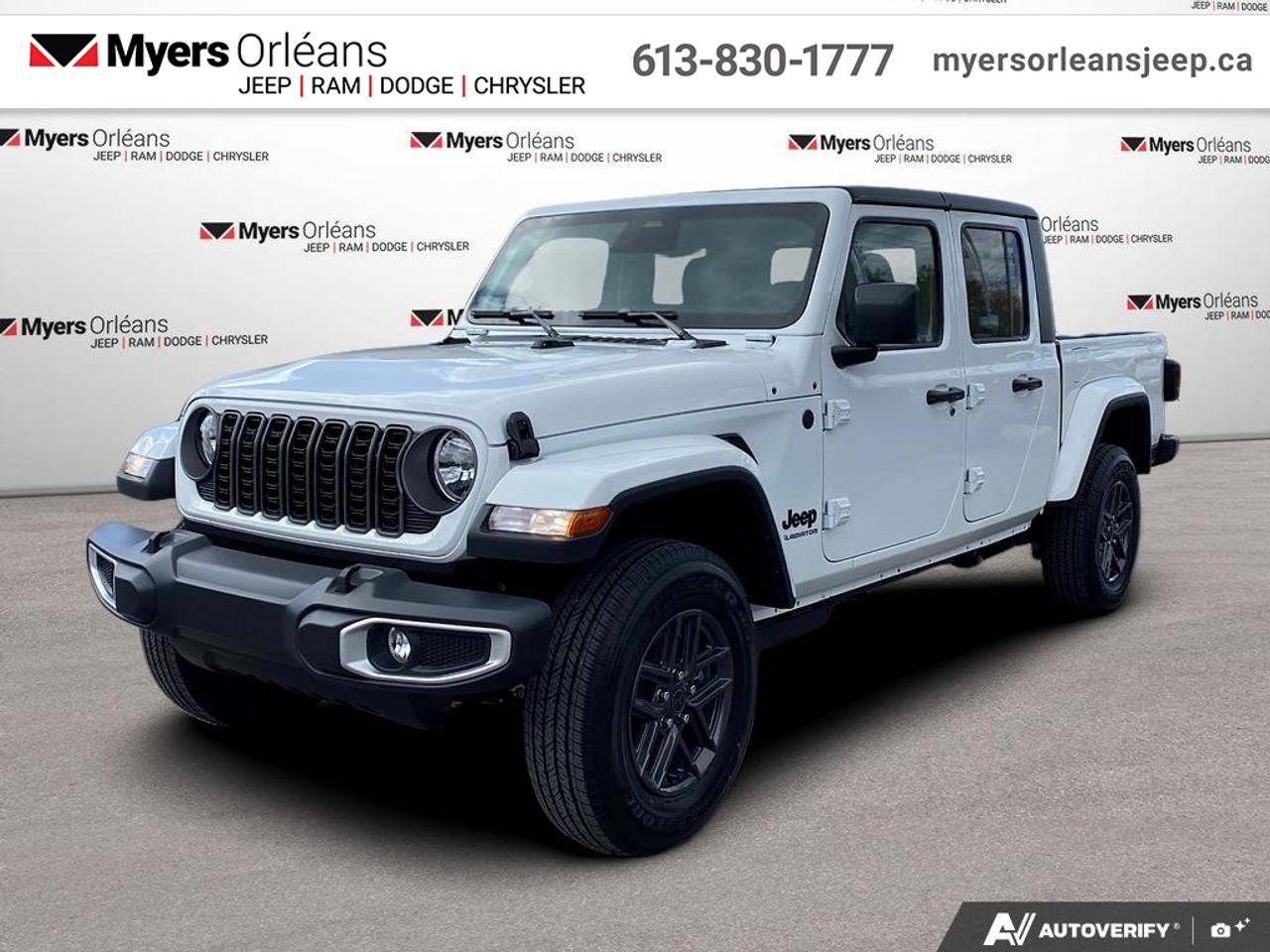 <b>Freedom Top!</b><br> <br> The 2026 Jeep Gladiator merges legendary Jeep off-road capability with the everyday practicality of a midsize pickup.<br> <br>The 2026 Jeep Gladiator is built for those who demand adventure without compromise. Combining the open-air freedom of a Jeep with the utility of a pickup, it delivers unmatched versatility for work, play, and everything in between. With a refined interior, advanced technology, and uncompromising off-road performance, the Gladiator proves that capability and comfort can go hand in hand.<br> <br>This Bright White Regular Cab 4X4 pickup has an Automatic transmission and is powered by a 285HP 3.6L V6 Cylinder Engine. <br> <br> Our Gladiators trim level is Sport S. Engineered to withstand the harshest of conditions, this Gladiator Sport S features heavy duty suspension, undercarriage skid plates, a full-size spare with underbody storage, removable doors and windows, and a manual convertible top with fixed roll-over protection. This rugged truck also features great convenience features like proximity keyless entry with push button start, illuminated front and rear cupholders, two 12-volt DC power outlets, and tons of storage space. Handling infotainment and connectivity duties is a 12.3-inch screen powered by Uconnect 5W, and features Apple CarPlay, Android Auto, 4G LTE WiFi hotspot internet access, and streaming audio. This vehicle has been upgraded with the following features: Freedom Top.<br><br> View the original window sticker for this vehicle with this url <b><a href=http://www.chrysler.com/hostd/windowsticker/getWindowStickerPdf.do?vin=1C6PJTAG4TL176228 target=_blank>http://www.chrysler.com/hostd/windowsticker/getWindowStickerPdf.do?vin=1C6PJTAG4TL176228</a></b>.<br> <br>To apply right now for financing use this link: <a href=https://www.myersorleansjeep.ca/apply-for-financing/ target=_blank>https://www.myersorleansjeep.ca/apply-for-financing/</a><br> <br/>Weve discounted this vehicle $3142. Total rebate of $1850 is reflected in the price. Includes $1,850 Bonus Cash, applied after tax. 5.29% financing for 96 months. <br> Buy this vehicle now for the lowest weekly payment of <b>$150.86</b> with $0 down for 96 months @ 5.29% APR O.A.C. ( Plus applicable taxes - **Rebates may not be applicable on all purchase types [cash, lease, or finance]. Eligibility and conditions may vary. Please see dealer for full details and confirmation of eligibility. / Total Obligation of $62758 ). Incentives expire 2026-08-31. See dealer for details. <br><br>The road to new driving experiences begins in our inventory, where youll find an incredible array of brand-new cars, trucks, minivans, and SUVs, including two of our bestselling models, the Dodge Ram 1500 and the Dodge Grand Caravan. If you want to know what the cutting edge of automotive technology looks like, all you have to do is visit Myers Orleans Jeep! Each model comes loaded with the convenient features and cool technology that help make every trip memorable. Looking for additional everyday luxury at a price thats incredibly wallet-friendly? Choose from our selection of quality pre-owned models! If you can think of a road, our friendly and knowledgeable sales team will help you find the perfect vehicle to drive it.<br><br>We may be a well-established dealership thats been part of the community for many years, but that doesnt mean were stuck in the past! At Myers Orleans Jeep, were proud to provide a fresh, modern approach to car buying. Using our array of online tools, you can browse our extensive inventory, schedule a service appointment, order parts, and even apply for credit from wherever youve got a connection. Our goal is to create relationships that will last, and we know that the best way to do this is by providing a dealership experience thats based on honesty, transparency, trust, and a commitment to customers. Stop by today and discover all the ways we go above and beyond for you.<br><br> Come by and check out our fleet of 40+ used cars and trucks and 70+ new cars and trucks for sale in Orleans.  o~o