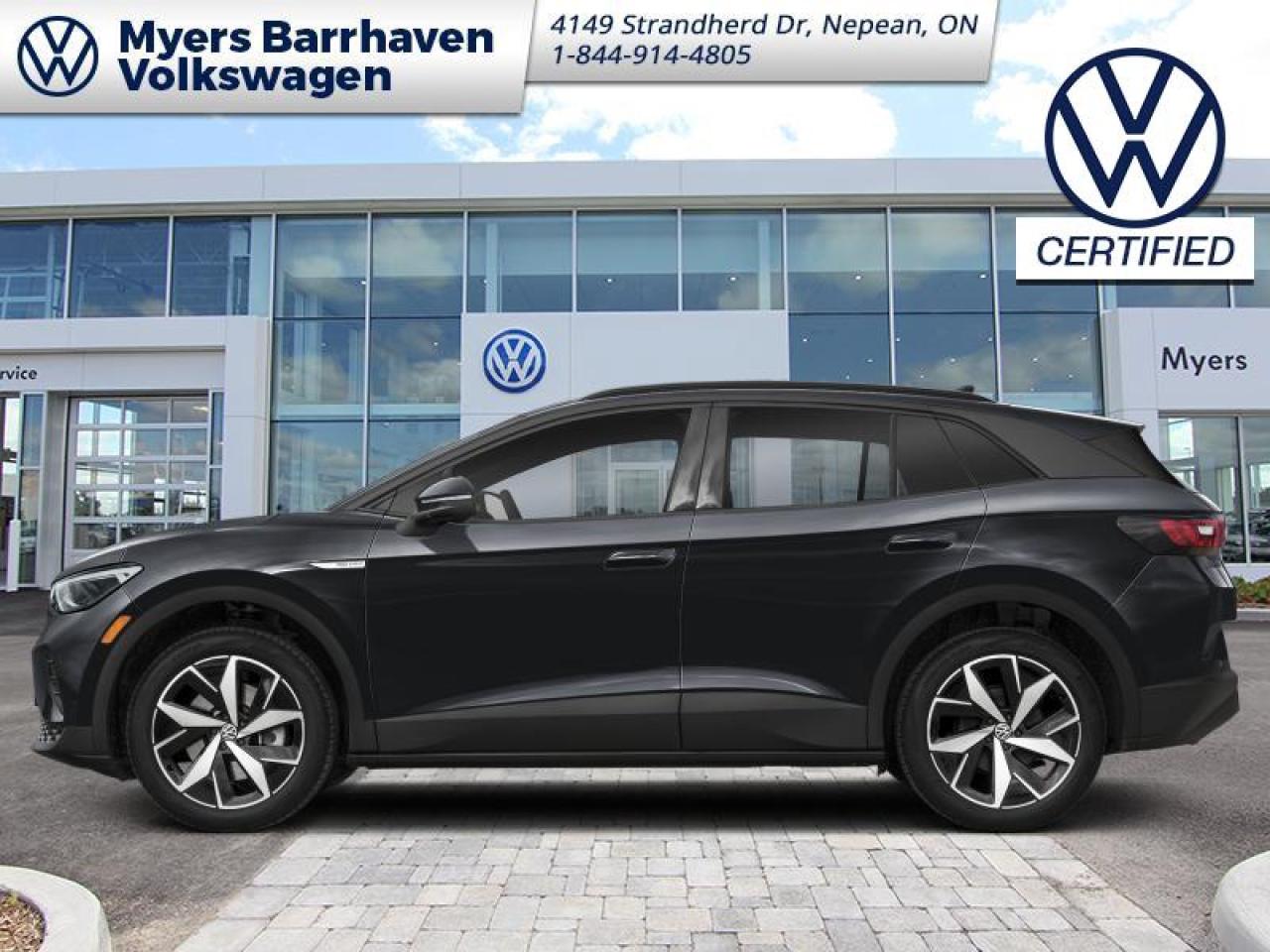 <b>Certified, Low Mileage, Tow Package,  Electric Vehicle,  Fast Charging,  Navigation,  Wireless Charging!</b><br> <br> This 2024 Volkswagen ID.4 represents innovation, sustainability, and practicality, all embodied in a stylish and compact package. This 2024 Volkswagen ID.4 is fresh on our lot in Nepean. <br> <br>Featuring a minimalist but stylish and clean exterior design, this 2024 ID.4 offers a contemporary design with a host of cutting-edge technology systems. The cabin is uncluttered and intuitive, with ergonomic seats, high quality trim pieces and an abundance of space for passenger comfort, and cargo. With impressive electric driving range, rapid charging times, and a suite of intelligent driver assistance packages, this 2024 Volkswagen ID.4 truly is an electric crossover for the masses. This low mileage SUV has just 23,847 km and is a Certified Pre-Owned vehicle. Its Deep Black Pearl in colour. It has an Automatic transmission and is powered by a Electric engine. And its got a certified used vehicle warranty for added peace of mind. <br> <br> Our ID.4s trim level is Pro AWD. Standard features on this VW ID.4 Pro AWD include dual motors with extended driving range and fast charging, class II tow equipment with a trailer wiring harness, heated front seats and a heated steering wheel, wireless charging for mobile devices, adaptive cruise control, dual-zone climate control, and a 12.9-inch infotainment screen with inbuilt navigation, Apple CarPlay, Android Auto and SiriusXM. Additional features include blind spot detection, lane keeping assist with lane departure warning, parking assist, front and rear mitigation, and even more. This vehicle has been upgraded with the following features: Tow Package, Electric Vehicle, Fast Charging, Navigation, Wireless Charging, Heated Seats, Heated Steering Wheel.<br> <br>To apply right now for financing use this link: <a href=https://www.barrhavenvw.ca/en/form/new/financing-request-step-1/44 target=_blank>https://www.barrhavenvw.ca/en/form/new/financing-request-step-1/44</a><br><br> <br/>Volkswagen Certified Pre-Owned<br> <br/><br> Buy this vehicle now for the lowest bi-weekly payment of <b>$274.25</b> with $0 down for 84 months @ 8.99% APR O.A.C. ((Plus applicable taxes and fees - Some conditions apply to get approved at the mentioned rate)     ).  See dealer for details. <br> <br>We are your premier Volkswagen dealership in the region. If youre looking for a new Volkswagen or a car, check out Barrhaven Volkswagens new, pre-owned, and certified pre-owned Volkswagen inventories. We have the complete lineup of new Volkswagen vehicles in stock like the GTI, Golf R, Jetta, Tiguan, Atlas Cross Sport, Volkswagen ID.4 electric vehicle, and Atlas. If you cant find the Volkswagen model youre looking for in the colour that you want, feel free to contact us and well be happy to find it for you. If youre in the market for pre-owned cars, make sure you check out our inventory. If you see a car that you like, contact 844-914-4805 to schedule a test drive.<br> Come by and check out our fleet of 60+ used cars and trucks and 90+ new cars and trucks for sale in Nepean.  o~o