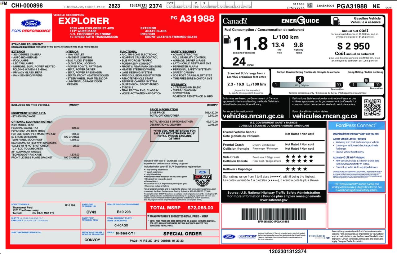 2023 Ford Explorer ST 401A|TECH PKG|PANO|NO ACCIDENTS|LOW KM Photo