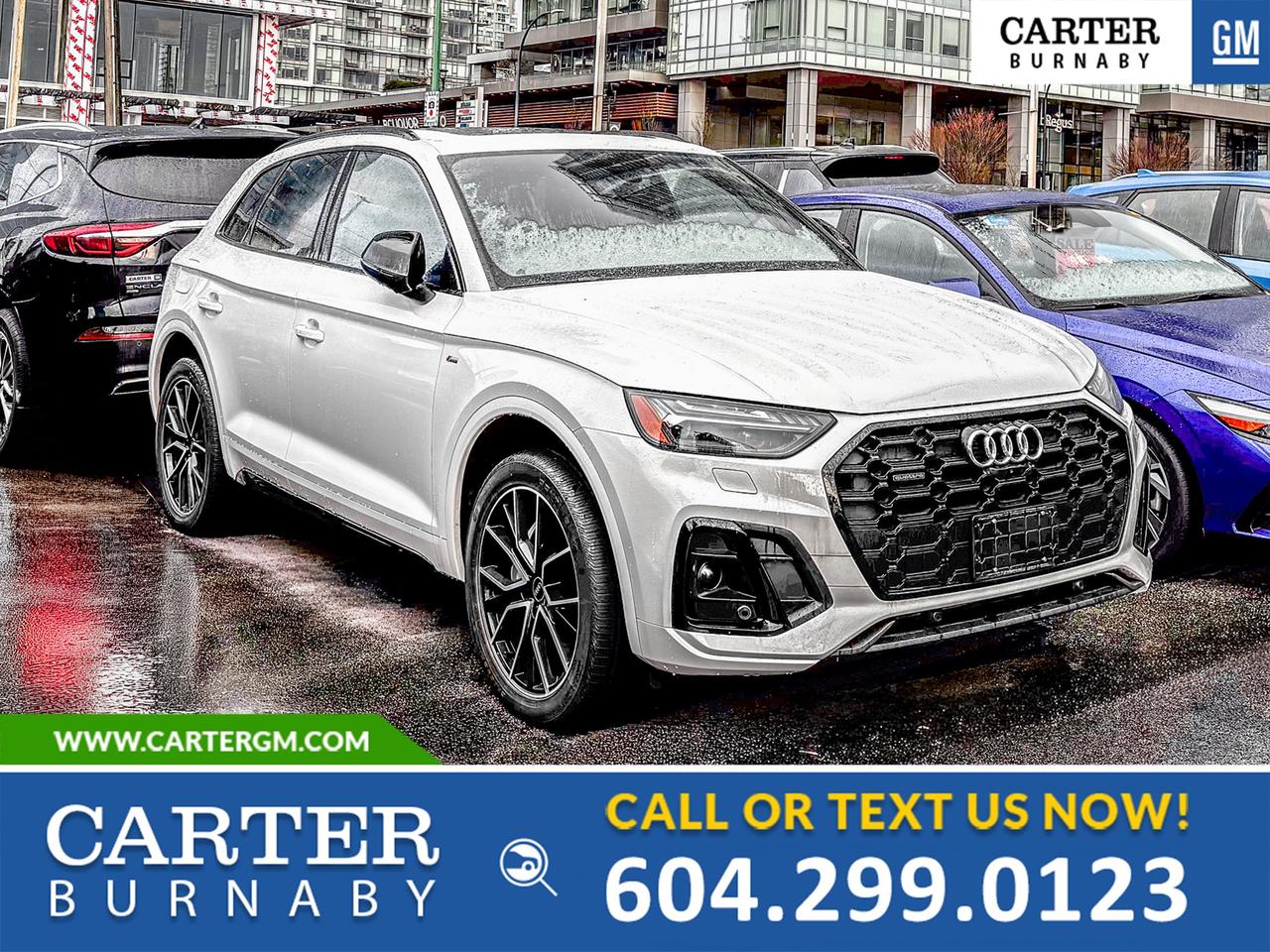 NO ACCIDENTS | ONE OWNER
This 2022 Audi Q5 Technik AWD delivers refined luxury, advanced technology, and confident performance. Powered by a responsive 2.0L turbocharged 4-cylinder engine with Audis legendary AWD, it offers a smooth and capable drive. Enjoy premium comfort with power heated memory seats, automatic climate control, and a sunroof that brightens every journey. Stay connected with built-in navigation, while safety features like Blind Spot Monitoring, Lane Departure Warning, Rear Vision Camera, Rear Park Assist, and Traction Control add peace of mind. A power liftgate adds everyday convenience.

Come take it for a test drive today and experience all this stylish vehicle has to offer!

WHY CARTER GM BURNABY?

- An unrivalled vehicle purchasing experience!
- Exceeding our loyal customers expectations since 1963
- 4.5 Google star rating (with 2,300+ customer reviews)
- Cargurus Top-rated Dealer 2025 Award
- Cargurus Top Value Dealer 2025 Award
- Peace of mind - 150-point vehicle inspection
- CARFAX - full vehicle service history - purchase with confidence!
- Vehicle trades welcome! Best price guaranteed!
- We provide upfront pricing, zero hidden fees, and 100% transparency
- Fast approvals and 99% acceptance rates (no matter your current credit status!)
- Multilingual staff (many languages spoken)
- Comfortable non-pressured environment with in-store television, WIFI and a childrens play area!
- In-store restaurant: fresh daily menu





Were here to help you drive the vehicle you want, the vehicle you deserve!
QUESTIONS? GREAT! WEVE GOT ANSWERS!
To speak with a friendly vehicle specialist - CALL NOW!
The advertised price includes all standard dealer fees and any applicable manufacturer or dealer incentives. It does not include applicable taxes, licensing, insurance, or optional products or services. Dealer fees will be clearly broken out and itemized on the bill of sale, maximum total of fees $595.00. Prices are shown in Canadian dollars. While we make every effort to ensure accuracy, vehicle details, pricing, options, and availability are subject to change without notice. Please confirm all information with dealership sales management before purchase. Dealer Code: 81129