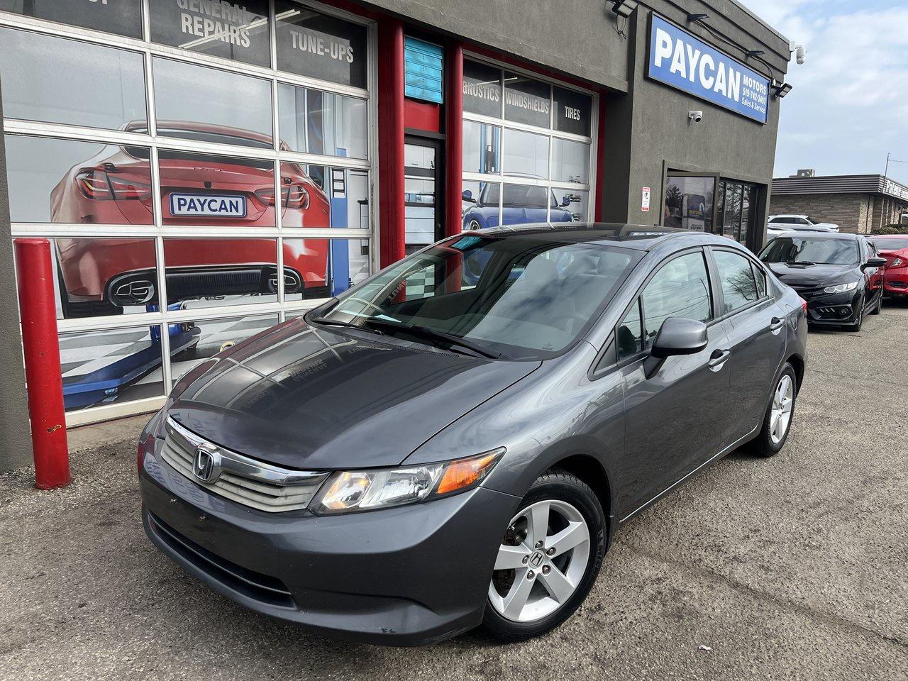 <p>HERE IS A NICE CLEAN MANUAL CIVIC THAT IS RELIABLE AND LOOKING GREAT SOLD CERTIFIED COME CHECK IT OUT OR CALL 5195706463 FOR AN APPOINTMENT .TO SEE ALL OUR INVENTORY PLS GO TO PAYCANMOTORS.CA</p>