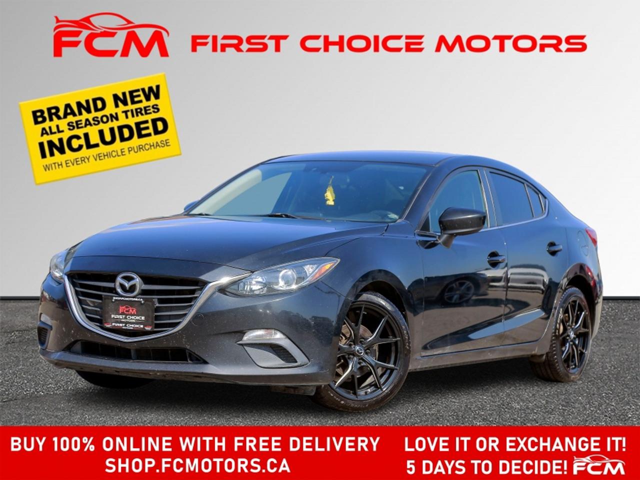 ** ** SPECIAL LIMITED TIME OFFER ** ** PURCHASE ANY VEHICLE THIS WEEK AND RECEIVE 4 BRAND-NEW ALL-SEASON TIRES AT NO ADDITIONAL COST!!! DON   T MISS THIS EXCLUSIVE CHANCE TO UPGRADE YOUR RIDE AND STAY PREPARED FOR ANY WEATHER!!! <br><br>EXCITING NEWS FROM FIRST CHOICE MOTORS! Our brand-new online showroom is now open to the public, bringing the ultimate car shopping experience right to your fingertips! Enjoy a 100% online car shopping experience, with over 500 certified vehicles in stock, comprehensive protection plans, and thousands of new auto parts & accessories available! Plus, for a limited time, were offering FREE deliveries across Ontario on all vehicle purchases! Dont miss out   visit Shop.fcmotors.ca to find and upgrade your perfect vehicle today!<br><br>Welcome to First Choice Motors, the largest car dealership in Toronto of pre-owned cars, SUVs, and vans priced between $5000-$15,000. With an impressive inventory of over 300 vehicles in stock, we are dedicated to providing our customers with a vast selection of affordable and reliable options. <br><br>Were thrilled to offer a used 2016 Mazda MAZDA3 GS Skyactiv, black color with 187,000km (STK#9069) This vehicle was $10990 NOW ON SALE FOR $9990. It is equipped with the following features:<br>- Manual Transmission<br>- Heated seats<br>- Bluetooth<br>- Reverse camera<br>- Alloy wheels<br>- Power windows<br>- Power locks<br>- Power mirrors<br>- Air Conditioning<br><br>At First Choice Motors, we believe in providing quality vehicles that our customers can depend on. All our vehicles come with a 36-day FULL COVERAGE warranty. We also offer additional warranty options up to 5 years for our customers who want extra peace of mind.<br><br>Furthermore, all our vehicles are sold fully certified with brand new brakes rotors and pads, a fresh oil change, and brand new set of all-season tires installed & balanced. You can be confident that this car is in excellent condition and ready to hit the road.<br><br>At First Choice Motors, we believe that everyone deserves a chance to own a reliable and affordable vehicle. Thats why we offer financing options with low interest rates starting at 7.9% O.A.C. Were proud to approve all customers, including those with bad credit, no credit, students, and even 9 socials. Our finance team is dedicated to finding the best financing option for you and making the car buying process as smooth and stress-free as possible.<br><br>Our dealership is open 7 days a week to provide you with the best customer service possible. We carry the largest selection of used vehicles for sale under $9990 in all of Ontario. We stock over 300 cars, mostly Hyundai, Chevrolet, Mazda, Honda, Volkswagen, Toyota, Ford, Dodge, Kia, Mitsubishi, Acura, Lexus, and more. With our ongoing sale, you can find your dream car at a price you can afford. Come visit us today and experience why we are the best choice for your next used car purchase!<br><br>All prices exclude a $10 OMVIC fee, license plates & registration  and ONTARIO HST (13%)