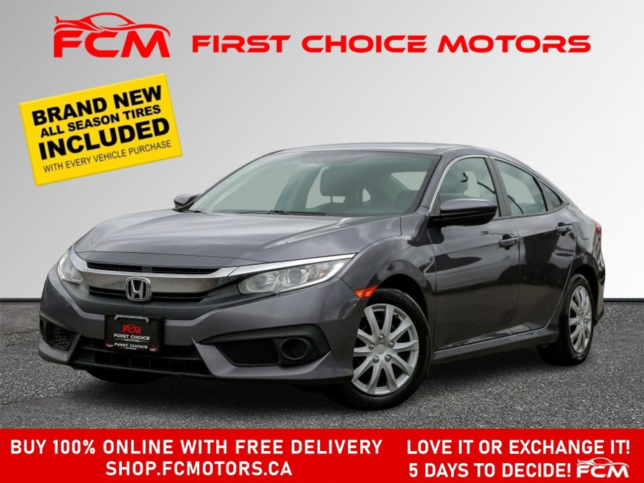 ** ** SPECIAL LIMITED TIME OFFER ** ** PURCHASE ANY VEHICLE THIS WEEK AND RECEIVE 4 BRAND-NEW ALL-SEASON TIRES AT NO ADDITIONAL COST!!! DON   T MISS THIS EXCLUSIVE CHANCE TO UPGRADE YOUR RIDE AND STAY PREPARED FOR ANY WEATHER!!! <br><br>EXCITING NEWS FROM FIRST CHOICE MOTORS! Our brand-new online showroom is now open to the public, bringing the ultimate car shopping experience right to your fingertips! Enjoy a 100% online car shopping experience, with over 500 certified vehicles in stock, comprehensive protection plans, and thousands of new auto parts & accessories available! Plus, for a limited time, were offering FREE deliveries across Ontario on all vehicle purchases! Dont miss out   visit Shop.fcmotors.ca to find and upgrade your perfect vehicle today!<br><br>Welcome to First Choice Motors, the largest car dealership in Toronto of pre-owned cars, SUVs, and vans priced between $5000-$15,000. With an impressive inventory of over 300 vehicles in stock, we are dedicated to providing our customers with a vast selection of affordable and reliable options. <br><br>Were thrilled to offer a used 2017 Honda Civic LX, grey color with 240,000km (STK#9164) This vehicle was $13990 NOW ON SALE FOR $12990. It is equipped with the following features:<br>- Automatic Transmission<br>- Heated seats<br>- Bluetooth<br>- Apple CarPlay<br>- Reverse camera<br>- Power windows<br>- Power locks<br>- Power mirrors<br>- Air Conditioning<br><br>At First Choice Motors, we believe in providing quality vehicles that our customers can depend on. All our vehicles come with a 36-day FULL COVERAGE warranty. We also offer additional warranty options up to 5 years for our customers who want extra peace of mind.<br><br>Furthermore, all our vehicles are sold fully certified with brand new brakes rotors and pads, a fresh oil change, and brand new set of all-season tires installed & balanced. You can be confident that this car is in excellent condition and ready to hit the road.<br><br>At First Choice Motors, we believe that everyone deserves a chance to own a reliable and affordable vehicle. Thats why we offer financing options with low interest rates starting at 7.9% O.A.C. Were proud to approve all customers, including those with bad credit, no credit, students, and even 9 socials. Our finance team is dedicated to finding the best financing option for you and making the car buying process as smooth and stress-free as possible.<br><br>Our dealership is open 7 days a week to provide you with the best customer service possible. We carry the largest selection of used vehicles for sale under $9990 in all of Ontario. We stock over 300 cars, mostly Hyundai, Chevrolet, Mazda, Honda, Volkswagen, Toyota, Ford, Dodge, Kia, Mitsubishi, Acura, Lexus, and more. With our ongoing sale, you can find your dream car at a price you can afford. Come visit us today and experience why we are the best choice for your next used car purchase!<br><br>All prices exclude a $10 OMVIC fee, license plates & registration  and ONTARIO HST (13%)