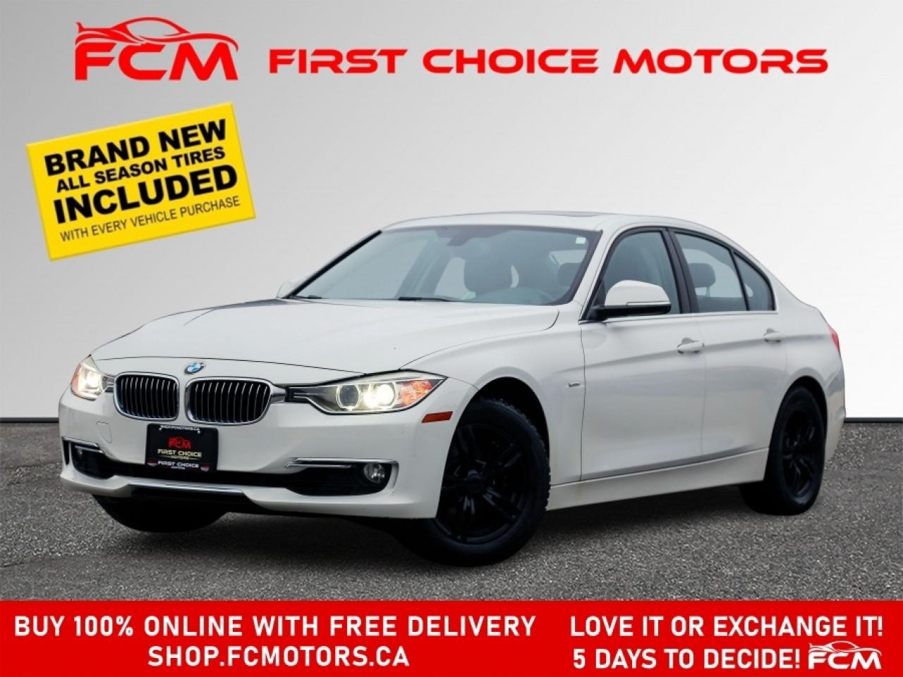 ** ** SPECIAL LIMITED TIME OFFER ** ** PURCHASE ANY VEHICLE THIS WEEK AND RECEIVE 4 BRAND-NEW ALL-SEASON TIRES AT NO ADDITIONAL COST!!! DONT MISS THIS EXCLUSIVE CHANCE TO UPGRADE YOUR RIDE AND STAY PREPARED FOR ANY WEATHER!!!       EXCITING NEWS FROM FIRST CHOICE MOTORS! Our brand-new online showroom is now open to the public, bringing the ultimate car shopping experience right to your fingertips! Enjoy a 100% online car shopping experience, with over 500 certified vehicles in stock, comprehensive protection plans, and thousands of new auto parts & accessories available! Plus, for a limited time, were offering FREE deliveries across Ontario on all vehicle purchases! Dont miss outvisit Shop.fcmotors.ca to find and upgrade your perfect vehicle today!      Welcome to First Choice Motors, the largest car dealership in Toronto of pre-owned cars, SUVs, and vans priced between $5000-$15,000. With an impressive inventory of over 300 vehicles in stock, we are dedicated to providing our customers with a vast selection of affordable and reliable options.       Were thrilled to offer a used 2013 BMW 328i X-Drive, white color with 184,000km (STK#9453) This vehicle was $9990 NOW ON SALE FOR $8990. It is equipped with the following features:   - Automatic Transmission   - Leather Seats   - Sunroof   - Heated seats   - Navigation   - All wheel drive   - Bluetooth   - Reverse sensors   - Alloy wheels   - Power windows   - Power locks   - Power mirrors   - Air Conditioning      At First Choice Motors, we believe in providing quality vehicles that our customers can depend on. All our vehicles come with a 36-day FULL COVERAGE warranty. We also offer additional warranty options up to 5 years for our customers who want extra peace of mind.      Furthermore, all our vehicles are sold fully certified with brand new brakes rotors and pads, a fresh oil change, and brand new set of all-season tires installed & balanced. You can be confident that this car is in excellent condition and ready to hit the road.      At First Choice Motors, we believe that everyone deserves a chance to own a reliable and affordable vehicle. Thats why we offer financing options with low interest rates starting at 7.9% O.A.C. Were proud to approve all customers, including those with bad credit, no credit, students, and even 9 socials. Our finance team is dedicated to finding the best financing option for you and making the car buying process as smooth and stress-free as possible.      Our dealership is open 7 days a week to provide you with the best customer service possible. We carry the largest selection of used vehicles for sale under $9990 in all of Ontario. We stock over 300 cars, mostly Hyundai, Chevrolet, Mazda, Honda, Volkswagen, Toyota, Ford, Dodge, Kia, Mitsubishi, Acura, Lexus, and more. With our ongoing sale, you can find your dream car at a price you can afford. Come visit us today and experience why we are the best choice for your next used car purchase!      All prices include $22.00 OMVIC Fee.  Excludes, license plates, ownership registration and ONTARIO HST (13%)   *No Credit Card payments can be accepted for Vehicle Purchases*    *No Credit Card payments can be accepted for Vehicle Purchases*