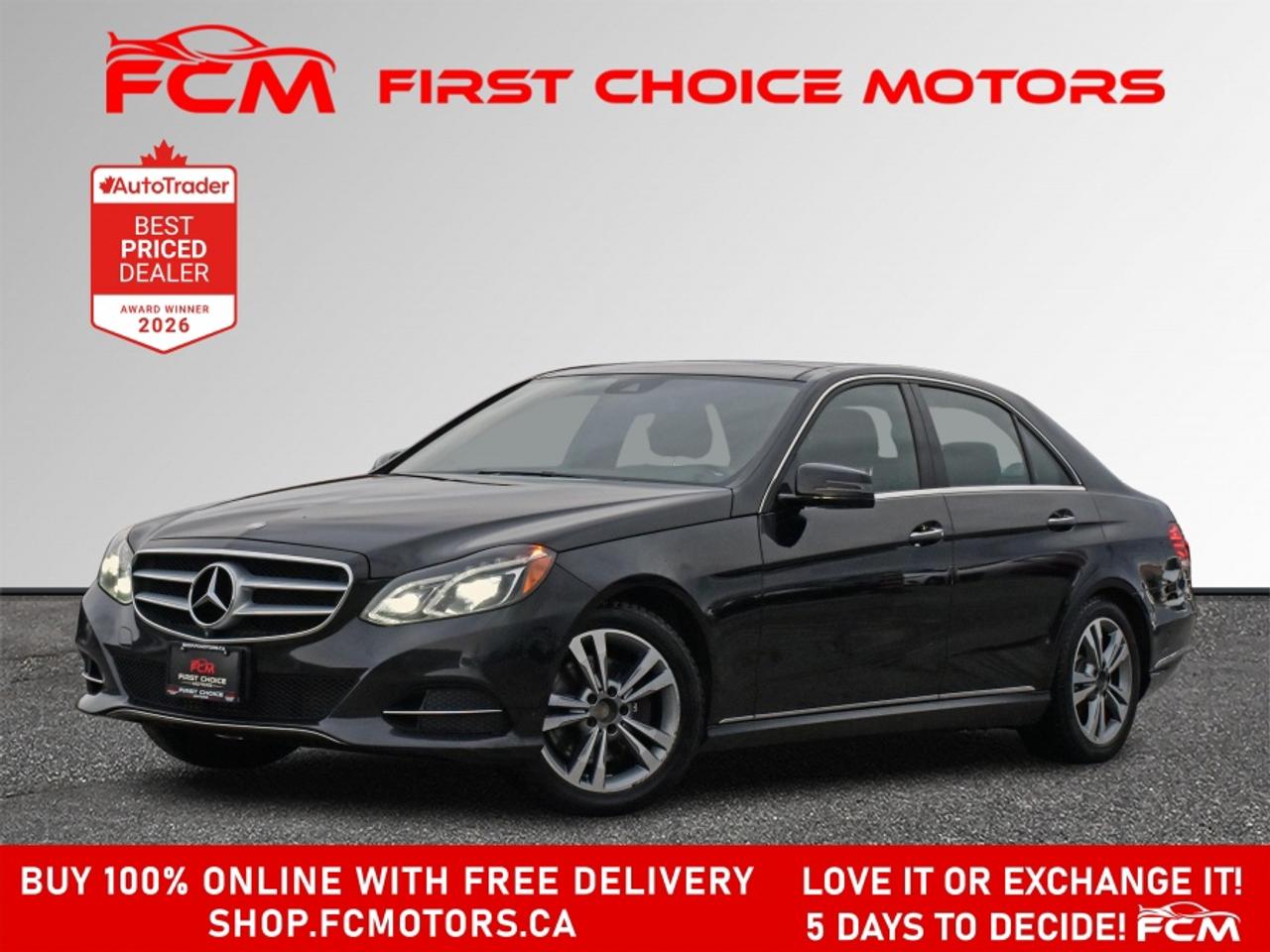** ** SPECIAL LIMITED TIME OFFER ** ** PURCHASE ANY VEHICLE THIS WEEK AND RECEIVE 4 BRAND-NEW ALL-SEASON TIRES AT NO ADDITIONAL COST!!! DON   T MISS THIS EXCLUSIVE CHANCE TO UPGRADE YOUR RIDE AND STAY PREPARED FOR ANY WEATHER!!! <br><br>EXCITING NEWS FROM FIRST CHOICE MOTORS! Our brand-new online showroom is now open to the public, bringing the ultimate car shopping experience right to your fingertips! Enjoy a 100% online car shopping experience, with over 500 certified vehicles in stock, comprehensive protection plans, and thousands of new auto parts & accessories available! Plus, for a limited time, were offering FREE deliveries across Ontario on all vehicle purchases! Dont miss out   visit Shop.fcmotors.ca to find and upgrade your perfect vehicle today!<br><br>Welcome to First Choice Motors, the largest car dealership in Toronto of pre-owned cars, SUVs, and vans priced between $5000-$15,000. With an impressive inventory of over 300 vehicles in stock, we are dedicated to providing our customers with a vast selection of affordable and reliable options. <br><br>Were thrilled to offer a used 2014 Mercedes Benz E250 BlueTec, black color with 241,000km (STK#9474) This vehicle was $11990 NOW ON SALE FOR $9990. It is equipped with the following features:<br>- Automatic Transmission<br>- Leather Seats<br>- Sunroof<br>- Heated seats<br>- Navigation<br>- All wheel drive<br>- Bluetooth<br>- Reverse camera<br>- Alloy wheels<br>- Power windows<br>- Power locks<br>- Power mirrors<br>- Air Conditioning<br><br>At First Choice Motors, we believe in providing quality vehicles that our customers can depend on. All our vehicles come with a 36-day FULL COVERAGE warranty. We also offer additional warranty options up to 5 years for our customers who want extra peace of mind.<br><br>Furthermore, all our vehicles are sold fully certified with brand new brakes rotors and pads, a fresh oil change, and brand new set of all-season tires installed & balanced. You can be confident that this car is in excellent condition and ready to hit the road.<br><br>At First Choice Motors, we believe that everyone deserves a chance to own a reliable and affordable vehicle. Thats why we offer financing options with low interest rates starting at 7.9% O.A.C. Were proud to approve all customers, including those with bad credit, no credit, students, and even 9 socials. Our finance team is dedicated to finding the best financing option for you and making the car buying process as smooth and stress-free as possible.<br><br>Our dealership is open 7 days a week to provide you with the best customer service possible. We carry the largest selection of used vehicles for sale under $9990 in all of Ontario. We stock over 300 cars, mostly Hyundai, Chevrolet, Mazda, Honda, Volkswagen, Toyota, Ford, Dodge, Kia, Mitsubishi, Acura, Lexus, and more. With our ongoing sale, you can find your dream car at a price you can afford. Come visit us today and experience why we are the best choice for your next used car purchase!<br><br>All prices include $22.00 OMVIC Fee.  Excludes, license plates, ownership registration and ONTARIO HST (13%)<br>*No Credit Card payments can be accepted for Vehicle Purchases*