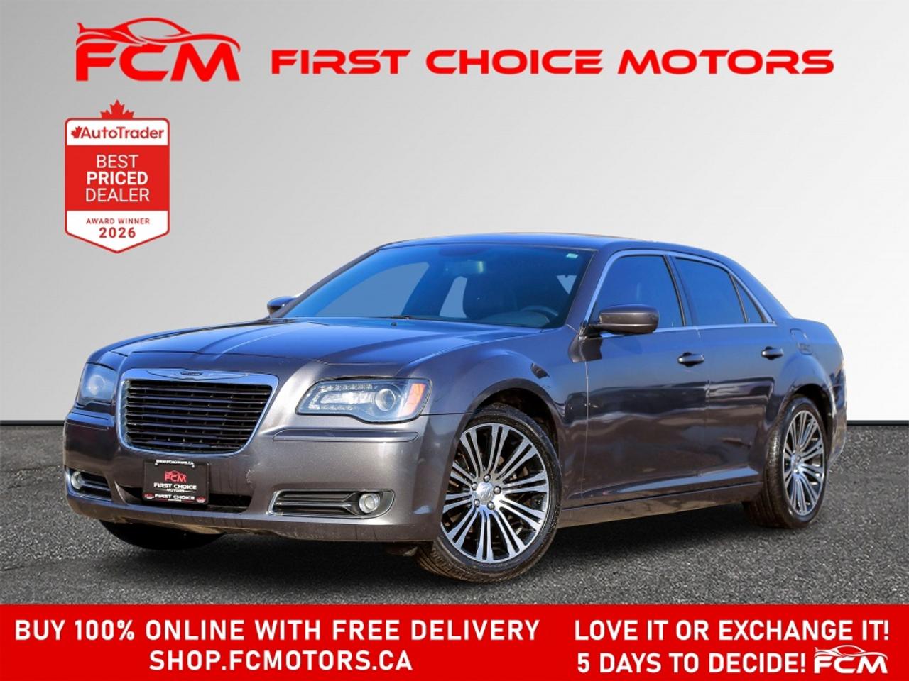 ** ** SPECIAL LIMITED TIME OFFER ** ** PURCHASE ANY VEHICLE THIS WEEK AND RECEIVE 4 BRAND-NEW ALL-SEASON TIRES AT NO ADDITIONAL COST!!! DON   T MISS THIS EXCLUSIVE CHANCE TO UPGRADE YOUR RIDE AND STAY PREPARED FOR ANY WEATHER!!! <br><br>EXCITING NEWS FROM FIRST CHOICE MOTORS! Our brand-new online showroom is now open to the public, bringing the ultimate car shopping experience right to your fingertips! Enjoy a 100% online car shopping experience, with over 500 certified vehicles in stock, comprehensive protection plans, and thousands of new auto parts & accessories available! Plus, for a limited time, were offering FREE deliveries across Ontario on all vehicle purchases! Dont miss out   visit Shop.fcmotors.ca to find and upgrade your perfect vehicle today!<br><br>Welcome to First Choice Motors, the largest car dealership in Toronto of pre-owned cars, SUVs, and vans priced between $5000-$15,000. With an impressive inventory of over 300 vehicles in stock, we are dedicated to providing our customers with a vast selection of affordable and reliable options. <br><br>Were thrilled to offer a used 2013 Chrysler 300 S, grey color with 223,000km (STK#9541) This vehicle was $8990 NOW ON SALE FOR $6990. It is equipped with the following features:<br>- Automatic Transmission<br>- Leather Seats<br>- Sunroof<br>- Heated seats<br>- Navigation<br>- Bluetooth<br>- Reverse camera<br>- Alloy wheels<br>- Power windows<br>- Power locks<br>- Power mirrors<br>- Air Conditioning<br><br>At First Choice Motors, we believe in providing quality vehicles that our customers can depend on. All our vehicles come with a 36-day guarantee on all safety related items. We also offer additional warranty options up to 5 years for our customers who want extra peace of mind.<br><br>Furthermore, all our vehicles are sold fully certified with brand new brakes rotors and pads, a fresh oil change, and brand new set of all-season tires installed & balanced. You can be confident that this car is in excellent condition and ready to hit the road.<br><br>At First Choice Motors, we believe that everyone deserves a chance to own a reliable and affordable vehicle. Thats why we offer financing options with low interest rates starting at 7.9% O.A.C. Were proud to approve all customers, including those with bad credit, no credit, students, and even 9 socials. Our finance team is dedicated to finding the best financing option for you and making the car buying process as smooth and stress-free as possible.<br><br>Our dealership is open 7 days a week to provide you with the best customer service possible. We carry the largest selection of used vehicles for sale under $9990 in all of Ontario. We stock over 300 cars, mostly Hyundai, Chevrolet, Mazda, Honda, Volkswagen, Toyota, Ford, Dodge, Kia, Mitsubishi, Acura, Lexus, and more. With our ongoing sale, you can find your dream car at a price you can afford. Come visit us today and experience why we are the best choice for your next used car purchase!<br><br>All prices include $22.00 OMVIC Fee.  Excludes, license plates, ownership registration and ONTARIO HST (13%)<br>*No Credit Card payments can be accepted for Vehicle Purchases*