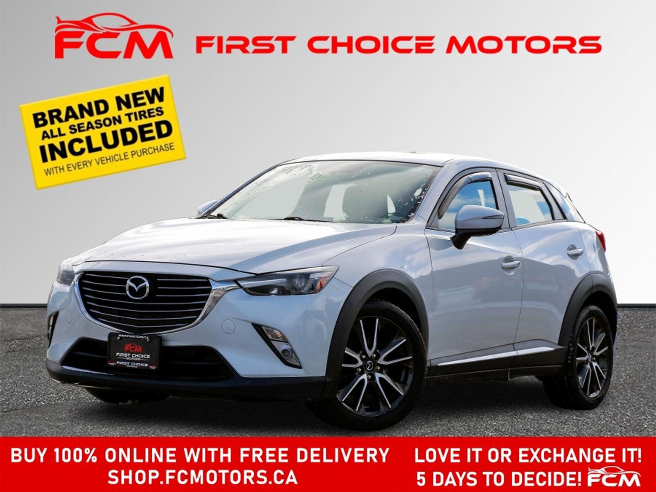 ** ** SPECIAL LIMITED TIME OFFER ** ** PURCHASE ANY VEHICLE THIS WEEK AND RECEIVE 4 BRAND-NEW ALL-SEASON TIRES AT NO ADDITIONAL COST!!! DON   T MISS THIS EXCLUSIVE CHANCE TO UPGRADE YOUR RIDE AND STAY PREPARED FOR ANY WEATHER!!! <br><br>EXCITING NEWS FROM FIRST CHOICE MOTORS! Our brand-new online showroom is now open to the public, bringing the ultimate car shopping experience right to your fingertips! Enjoy a 100% online car shopping experience, with over 500 certified vehicles in stock, comprehensive protection plans, and thousands of new auto parts & accessories available! Plus, for a limited time, were offering FREE deliveries across Ontario on all vehicle purchases! Dont miss out   visit Shop.fcmotors.ca to find and upgrade your perfect vehicle today!<br><br>Welcome to First Choice Motors, the largest car dealership in Toronto of pre-owned cars, SUVs, and vans priced between $5000-$15,000. With an impressive inventory of over 300 vehicles in stock, we are dedicated to providing our customers with a vast selection of affordable and reliable options. <br><br>Were thrilled to offer a used 2016 Mazda CX-3 GT, grey color with 222,000km (STK#9573) This vehicle was $11990 NOW ON SALE FOR $10990. It is equipped with the following features:<br>- Automatic Transmission<br>- Leather Seats<br>- Sunroof<br>- Heated seats<br>- Navigation<br>- All wheel drive<br>- Bluetooth<br>- Reverse camera<br>- Alloy wheels<br>- Power windows<br>- Power locks<br>- Power mirrors<br>- Air Conditioning<br><br>At First Choice Motors, we believe in providing quality vehicles that our customers can depend on. All our vehicles come with a 36-day guarantee on all safety related items. We also offer additional warranty options up to 5 years for our customers who want extra peace of mind.<br><br>Furthermore, all our vehicles are sold fully certified with brand new brakes rotors and pads, a fresh oil change, and brand new set of all-season tires installed & balanced. You can be confident that this car is in excellent condition and ready to hit the road.<br><br>At First Choice Motors, we believe that everyone deserves a chance to own a reliable and affordable vehicle. Thats why we offer financing options with low interest rates starting at 7.9% O.A.C. Were proud to approve all customers, including those with bad credit, no credit, students, and even 9 socials. Our finance team is dedicated to finding the best financing option for you and making the car buying process as smooth and stress-free as possible.<br><br>Our dealership is open 7 days a week to provide you with the best customer service possible. We carry the largest selection of used vehicles for sale under $9990 in all of Ontario. We stock over 300 cars, mostly Hyundai, Chevrolet, Mazda, Honda, Volkswagen, Toyota, Ford, Dodge, Kia, Mitsubishi, Acura, Lexus, and more. With our ongoing sale, you can find your dream car at a price you can afford. Come visit us today and experience why we are the best choice for your next used car purchase!<br><br>All prices include $22.00 OMVIC Fee.  Excludes, license plates, ownership registration and ONTARIO HST (13%)<br>*No Credit Card payments can be accepted for Vehicle Purchases*