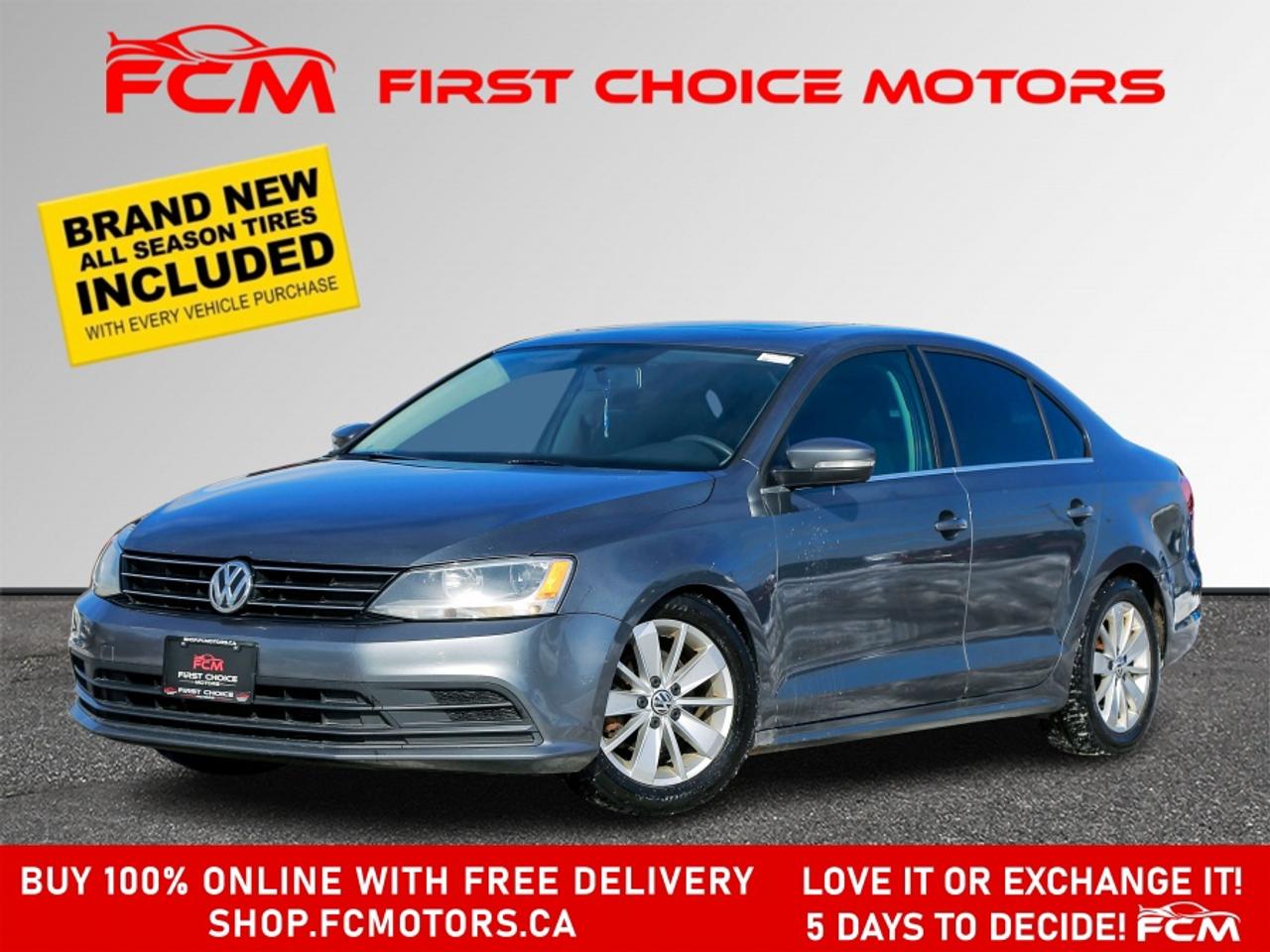 ** ** SPECIAL LIMITED TIME OFFER ** ** PURCHASE ANY VEHICLE THIS WEEK AND RECEIVE 4 BRAND-NEW ALL-SEASON TIRES AT NO ADDITIONAL COST!!! DON   T MISS THIS EXCLUSIVE CHANCE TO UPGRADE YOUR RIDE AND STAY PREPARED FOR ANY WEATHER!!! <br><br>EXCITING NEWS FROM FIRST CHOICE MOTORS! Our brand-new online showroom is now open to the public, bringing the ultimate car shopping experience right to your fingertips! Enjoy a 100% online car shopping experience, with over 500 certified vehicles in stock, comprehensive protection plans, and thousands of new auto parts & accessories available! Plus, for a limited time, were offering FREE deliveries across Ontario on all vehicle purchases! Dont miss out   visit Shop.fcmotors.ca to find and upgrade your perfect vehicle today!<br><br>Welcome to First Choice Motors, the largest car dealership in Toronto of pre-owned cars, SUVs, and vans priced between $5000-$15,000. With an impressive inventory of over 300 vehicles in stock, we are dedicated to providing our customers with a vast selection of affordable and reliable options. <br><br>Were thrilled to offer a used 2015 Volkswagen Jetta, grey color with 177,000km (STK#9591) This vehicle was $10990 NOW ON SALE FOR $9990. It is equipped with the following features:<br>- Automatic Transmission<br>- Sunroof<br>- Heated seats<br>- Bluetooth<br>- Reverse camera<br>- Alloy wheels<br>- Power windows<br>- Power locks<br>- Power mirrors<br>- Air Conditioning<br><br>At First Choice Motors, we believe in providing quality vehicles that our customers can depend on. All our vehicles come with a 36-day guarantee on all safety related items. We also offer additional warranty options up to 5 years for our customers who want extra peace of mind.<br><br>Furthermore, all our vehicles are sold fully certified with brand new brakes rotors and pads, a fresh oil change, and brand new set of all-season tires installed & balanced. You can be confident that this car is in excellent condition and ready to hit the road.<br><br>At First Choice Motors, we believe that everyone deserves a chance to own a reliable and affordable vehicle. Thats why we offer financing options with low interest rates starting at 7.9% O.A.C. Were proud to approve all customers, including those with bad credit, no credit, students, and even 9 socials. Our finance team is dedicated to finding the best financing option for you and making the car buying process as smooth and stress-free as possible.<br><br>Our dealership is open 7 days a week to provide you with the best customer service possible. We carry the largest selection of used vehicles for sale under $9990 in all of Ontario. We stock over 300 cars, mostly Hyundai, Chevrolet, Mazda, Honda, Volkswagen, Toyota, Ford, Dodge, Kia, Mitsubishi, Acura, Lexus, and more. With our ongoing sale, you can find your dream car at a price you can afford. Come visit us today and experience why we are the best choice for your next used car purchase!<br><br>All prices include $22.00 OMVIC Fee.  Excludes, license plates, ownership registration and ONTARIO HST (13%)<br>*No Credit Card payments can be accepted for Vehicle Purchases*
