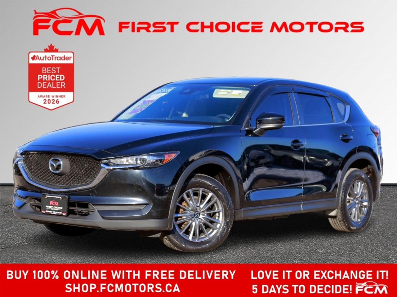 ** ** SPECIAL LIMITED TIME OFFER ** ** PURCHASE ANY VEHICLE THIS WEEK AND RECEIVE 4 BRAND-NEW ALL-SEASON TIRES AT NO ADDITIONAL COST!!! DON   T MISS THIS EXCLUSIVE CHANCE TO UPGRADE YOUR RIDE AND STAY PREPARED FOR ANY WEATHER!!! <br><br>EXCITING NEWS FROM FIRST CHOICE MOTORS! Our brand-new online showroom is now open to the public, bringing the ultimate car shopping experience right to your fingertips! Enjoy a 100% online car shopping experience, with over 500 certified vehicles in stock, comprehensive protection plans, and thousands of new auto parts & accessories available! Plus, for a limited time, were offering FREE deliveries across Ontario on all vehicle purchases! Dont miss out   visit Shop.fcmotors.ca to find and upgrade your perfect vehicle today!<br><br>Welcome to First Choice Motors, the largest car dealership in Toronto of pre-owned cars, SUVs, and vans priced between $5000-$15,000. With an impressive inventory of over 300 vehicles in stock, we are dedicated to providing our customers with a vast selection of affordable and reliable options. <br><br>Were thrilled to offer a used 2020 Mazda CX-5 GX Skyactiv, black color with 185,000km (STK#9585) This vehicle was $21990 NOW ON SALE FOR $19990. It is equipped with the following features:<br>- Automatic Transmission<br>- All wheel drive<br>- Bluetooth<br>- Reverse camera<br>- Alloy wheels<br>- Power windows<br>- Power locks<br>- Power mirrors<br>- Air Conditioning<br><br>At First Choice Motors, we believe in providing quality vehicles that our customers can depend on. All our vehicles come with a 36-day guarantee on all safety related items. We also offer additional warranty options up to 5 years for our customers who want extra peace of mind.<br><br>Furthermore, all our vehicles are sold fully certified with brand new brakes rotors and pads, a fresh oil change, and brand new set of all-season tires installed & balanced. You can be confident that this car is in excellent condition and ready to hit the road.<br><br>At First Choice Motors, we believe that everyone deserves a chance to own a reliable and affordable vehicle. Thats why we offer financing options with low interest rates starting at 7.9% O.A.C. Were proud to approve all customers, including those with bad credit, no credit, students, and even 9 socials. Our finance team is dedicated to finding the best financing option for you and making the car buying process as smooth and stress-free as possible.<br><br>Our dealership is open 7 days a week to provide you with the best customer service possible. We carry the largest selection of used vehicles for sale under $9990 in all of Ontario. We stock over 300 cars, mostly Hyundai, Chevrolet, Mazda, Honda, Volkswagen, Toyota, Ford, Dodge, Kia, Mitsubishi, Acura, Lexus, and more. With our ongoing sale, you can find your dream car at a price you can afford. Come visit us today and experience why we are the best choice for your next used car purchase!<br><br>All prices include $22.00 OMVIC Fee.  Excludes, license plates, ownership registration and ONTARIO HST (13%)<br>*No Credit Card payments can be accepted for Vehicle Purchases*