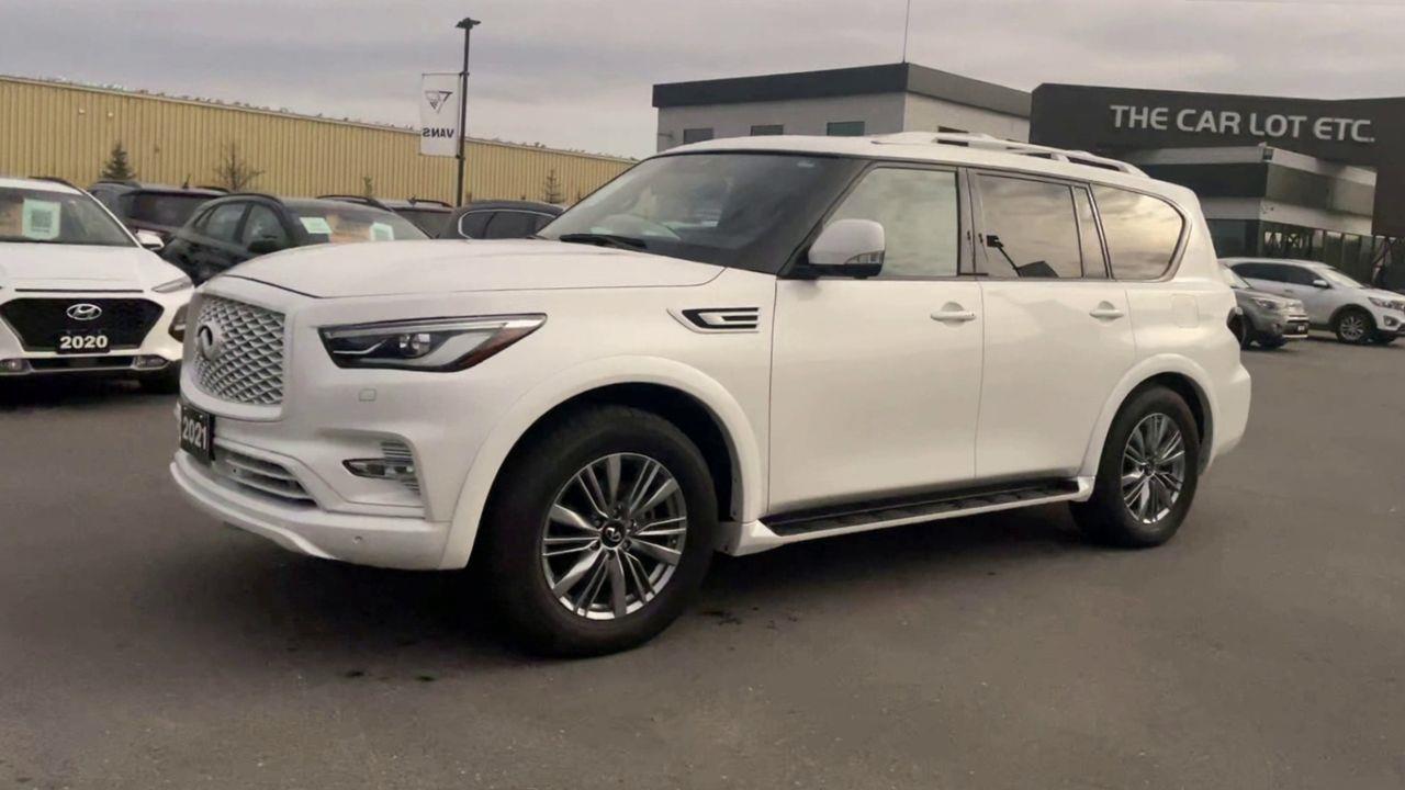 2021 Infiniti QX80 LUXE 7 Passenger 3RD ROW, HEATED LEATHER SEATS, DUAL SCREEN ENT. SYSTEM, NAV, SUNROOF, APPLE CARPLAY/ANDROID AUTO!! Photo