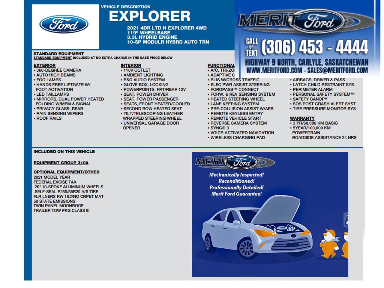 2021 Ford Explorer Limited 3.3L HYBRID 310A++ Photo2