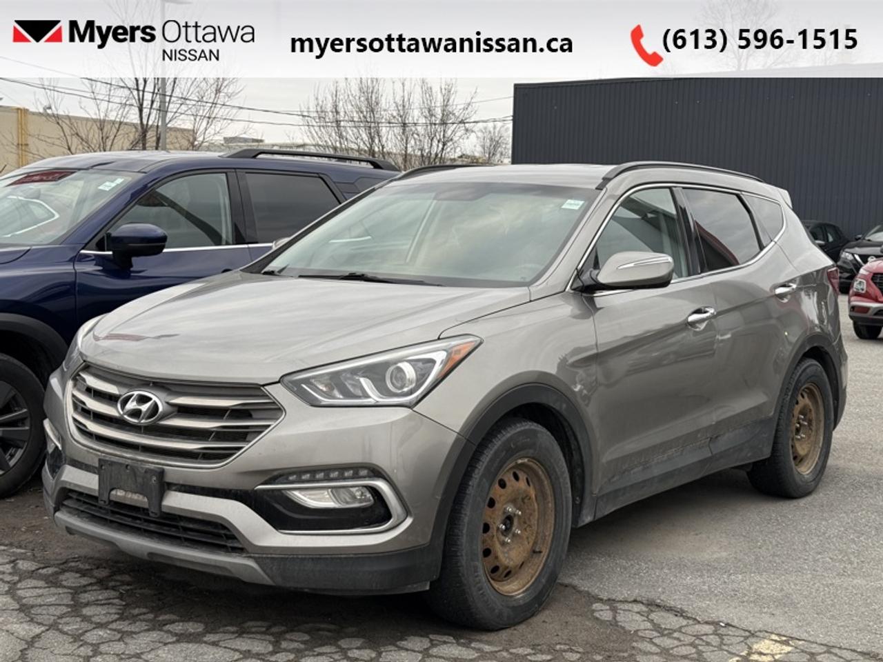 <b>Sunroof,  Leather Seats,  Heated Seats,  Rear View Camera,  Heated Steering Wheel!</b><br> <br>  Compare at $8755 - Our Price is just $8500! <br> <br>The motor vehicle sold under this contract is being sold as-is and is not represented as being in road worthy condition, mechanically sound or maintained at any guaranteed level of quality. The vehicle may not be fit for use as a means of transportation and may require substantial repairs at the purchasers expense. It may not be possible to register the vehicle to be driven in its current condition.<br><br>Excellent value for money and premium comfort levels are some of the high-points offered in the new 2018 Hyundai Santa Fe Sport. This 2018 Hyundai Santa Fe Sport is fresh on our lot in Ottawa. <br> <br>A versatile, safe and comfortable SUV that delivers great fuel efficiency both in the city and on the highway. Thanks to the multiple premium and luxury options that are fitted as standard in the 2018 Hyundai Santa Fe Sport, the driving experience is both relaxing and refined in the city and safe and reassuring when taken off road. All in all this new 2018 Hyundai Santa Fe Sport is a great performer at an amazing value. This SUV has 189,042 km. Its nice in colour. It has an Automatic transmission and is powered by a 185HP 2.4L 4 Cylinder Engine. <br> <br> Our Santa Fe Sports trim level is 2.4L SE AWD. The versatile, technologically advanced 2018 Hyundai Santa Fe Sport Premium 2.4L SE AWD is the ultimate family SUV ready to take on your daily adventures. Features include full time all wheel drive, aluminum alloy wheels, heated side mirrors with turn signal indicators, front and rear heated wipers, front fog lamps, 1st and 2nd row power sunroof with sunshade, 6 speaker stereo with a 5 inch display, Sirius XM satellite radio, Bluetooth connectivity, power windows front and rear, power heated leather front seats, heated leather rear seats, remote keyless entry, heated steering wheel, power fuel remote release, cruise control, dual zone front automatic air conditioning, multiple storage consoles, power door locks, rear view camera, rear parking sensors, blind spot sensor, rear collision alert and much more. This vehicle has been upgraded with the following features: Sunroof, Leather Seats, Heated Seats, Rear View Camera, Heated Steering Wheel, Bluetooth, Blind Spot Detection.<br> <br>To apply right now for financing use this link: <a href=https://www.myersottawanissan.ca/finance target=_blank>https://www.myersottawanissan.ca/finance</a><br><br> <br/><br>Get the amazing benefits of a Nissan Certified Pre-Owned vehicle!!! Save thousands of dollars and get a pre-owned vehicle that has factory warranty, 24 hour roadside assistance and rates as low as 0.9%!!! <br>*LIFETIME ENGINE TRANSMISSION WARRANTY NOT AVAILABLE ON VEHICLES WITH KMS EXCEEDING 140,000KM, VEHICLES 8 YEARS & OLDER, OR HIGHLINE BRAND VEHICLE(eg. BMW, INFINITI. CADILLAC, LEXUS...)<br> Come by and check out our fleet of 30+ used cars and trucks and 70+ new cars and trucks for sale in Ottawa.  o~o