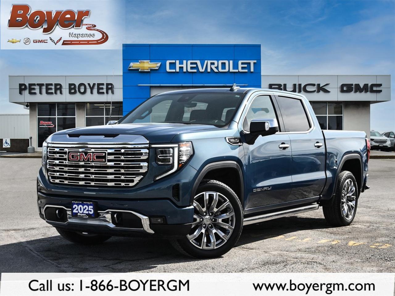 Experience premium power and luxury in this 2025 GMC Sierra Denali. Under the hood is the proven 5.3L EcoTec3 V8 delivering 355 horsepower and 383 lb-ft of torque, paired with a smooth 10-speed automatic transmission for confident towing and performance.<br /><br />The Denali stands out with its signature chrome grille, bold styling, and premium interior, featuring leather seating, advanced technology, and a large touchscreen with smartphone connectivity. Built to work and designed to impress, the Sierra also offers strong towing capability and a quiet, refined ride.<br /><br />Luxury, capability, and unmistakable Denali style all in one truck. ?? From $256.00 weekly plus tax@7.99% OAC subject to change.<br /><br /><br /><br />About Peter Boyer Chevrolet Buick GMC<br /> Proudly serving Napanee and surrounding communities for over 30 years, Peter Boyer Chevrolet Buick GMC is your trusted destination for new and pre-owned vehicles. Drivers from Kingston, Belleville, Trenton, Brighton, Picton, and beyond choose us for our exceptional selection, competitive pricing, and commitment to customer satisfaction. <br /><br />Our knowledgeable and professional team is ready to assist with all your automotive needs, including sales, financing, service, and genuine GM parts. Experience the Boyer difference today and see why customers across Eastern Ontario continue to choose Peter Boyer Chevrolet Buick GMC year after year. We are a proud member of the Boyer Auto Group.