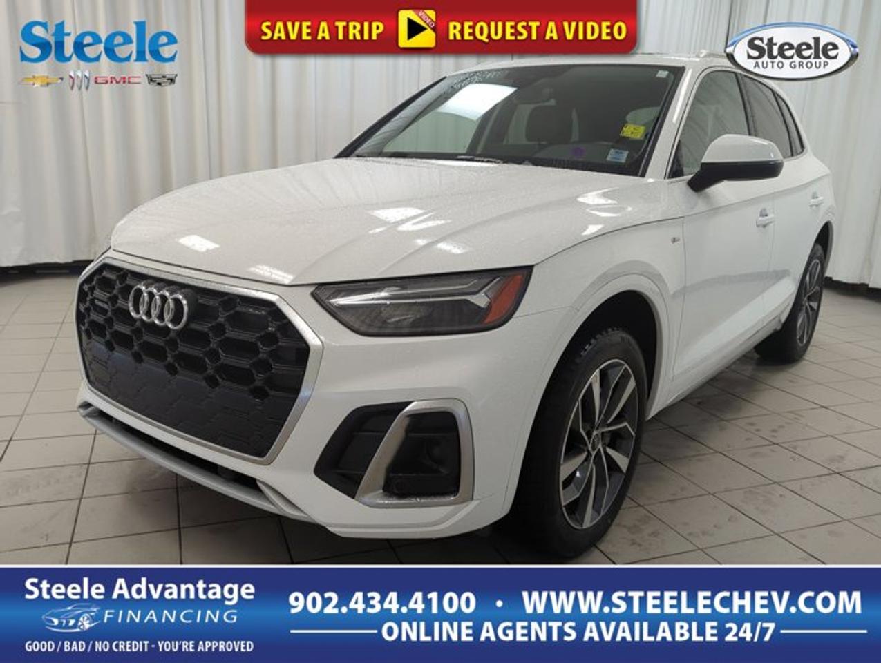 Finished in clean White and offered by Steele Chevrolet Buick GMC in Dartmouth, this used 2024 Audi Q5 Progressiv brings together premium comfort, confident all-wheel drive, and efficient mild hybrid performance in one refined SUV. With 43,979 km, four doors, and an automatic transmission, it is well suited for daily commutes, family travel, and weekend escapes.The 2024 Audi Q5 Progressiv stands out for its balanced road manners and upscale design. Its intercooled turbo gas/electric 2.0-litre hybrid powertrain delivers smooth response with added efficiency, while Audi all-wheel drive traction helps inspire confidence in changing Maritime weather. This SUV feels composed in traffic, relaxed on the highway, and easy to enjoy every day.FEATURES OF THE Q5 ProgressivTurbo hybrid four-cylinder powertrain efficiencyAutomatic transmission for smooth daily drivingAll-wheel drive for year-round confidencePremium compact SUV with four doorsADVANCED SAFETY FEATURESElectronic stability control supports secure handlingAdvanced airbag system helps protect occupantsAnti-lock braking system aids controlled stopsTraction management improves grip on roadsThe 2024 Audi Q5 Progressiv is engineered to deliver a secure and composed drive. Its solid structure, traction-focused drivetrain, and key active safety systems work together to help the driver stay in control. For drivers in Dartmouth and beyond, this added confidence is welcome in rain, slush, and changing road conditions.PERFORMANCE AND EFFICIENCY2.0-litre turbo hybrid engine feels responsiveAutomatic shifting delivers smooth accelerationAll-wheel drive adds confident four-season tractionHybrid assistance supports fuel-saving efficiencyThis 2024 Audi Q5 Progressiv offers a smart blend of power and efficiency. The turbocharged 2.0-litre engine works with hybrid assistance to provide strong everyday performance without giving up refinement. It moves away from a stop with ease, cruises calmly at highway speed, and remains composed when road conditions become less predictable.COMFORT AND CONVENIENCEFour-door layout improves passenger accessQuiet cabin supports relaxed daily travelElevated ride height boosts outward visibilityPremium design adds upscale driving comfortInside, the 2024 Audi Q5 Progressiv is designed for comfort and ease of use. The cabin layout is practical and refined, making it easy to settle in for short errands or longer drives. The ride height gives a commanding view of the road, while the overall design helps create a calm and polished driving experience.TECHNOLOGY AND CONNECTIVITYDriver-focused controls are easy to reachClear vehicle information supports daily drivingModern interface enhances cabin usabilityAutomatic transmission simplifies every tripThe 2024 Audi Q5 Progressiv is built to keep everyday driving simple and intuitive. Its layout places key controls within easy reach, helping the driver stay focused and comfortable. Whether heading across town or out on the highway, the cabin environment feels modern, organized, and ready for regular use.CARGO SPACERear cargo area supports daily versatilitySUV shape helps carry larger itemsPractical layout suits errands and travelFour-door access simplifies loading passengersVersatility is a major strength of the 2024 Audi Q5 Progressiv. The cargo area is well suited for groceries, sports gear, luggage, and day-to-day essentials. Its SUV design makes loading easier, while the roomy rear section adds flexibility for busy households and active lifestyles around Dartmouth.WHAT OTHER OWNERS LIKESmooth ride quality in daily useConfident all-wheel drive in bad weatherEfficient turbo hybrid power deliveryPremium feel throughout the cabinDrivers often appreciate how the 2024 Audi Q5 Progressiv combines comfort, control, and efficiency in a premium compact SUV package. Owners tend to like its composed ride, useful cargo flexibility, and the confidence that comes from all-wheel drive traction. It is a practical luxury choice that feels easy to live with every day.This 2024 Audi Q5 Progressivs VIN is: WA1EAAFY4R2085734 .