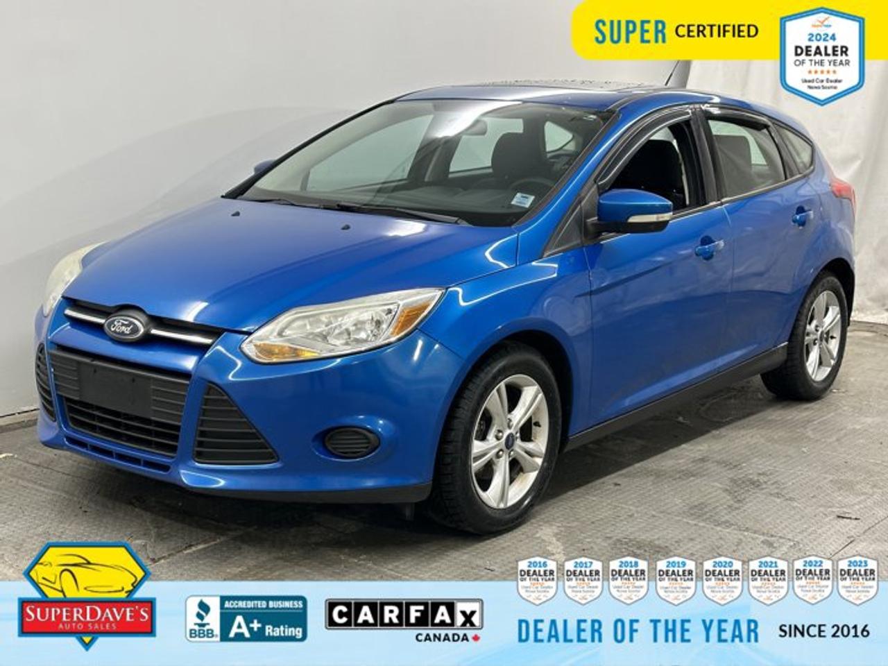 Looking for a reliable, value-packed compact thats ready to tackle daily driving and weekend errands? This 2013 Ford Focus SE in a sharp blue finish is a low mileage, Super Certified find with just 84,217 km on the odometer. Clean, inspected and Super Certified, its been prepared to give you dependable performance from its eager 2.0L 4-cylinder mated to an easy-driving automatic transmission and front-wheel drive.<br><p>THE SUPER DAVES ADVANTAGE</p> <p>BUY REMOTE - No need to visit the dealership. Through email, text, or a phone call, you can complete the purchase of your next vehicle all without leaving your house!</p> <p>DELIVERED TO YOUR DOOR - Your new car, delivered straight to your door! When buying your car with Super Daves, well arrange a fast and secure delivery. Just pick a time that works for you and well bring you your new wheels!</p> <p>PEACE OF MIND WARRANTY - Every vehicle we sell comes backed with a warranty so you can drive with confidence.</p> <p>EXTENDED COVERAGE - Get added protection on your new car and drive confidently with our selection of competitively priced extended warranties.</p> <p>WE ACCEPT TRADES - We&rsquo;ll accept your trade for top dollar! We&rsquo;ll assess your trade in with a few quick questions and offer a guaranteed value for your ride. We&rsquo;ll even come pick up your trade when we deliver your new car.</p> <p>SUPER CERTIFIED INSPECTION - Every vehicle undergoes an extensive 120 point inspection, that ensure you get a safe, high quality used vehicle every time.</p> <p>FREE CARFAX VEHICLE HISTORY REPORT - If youre buying used, its important to know your cars history. Thats why we provide a free vehicle history report that lists any accidents, prior defects, and other important information that may be useful to you in your decision.</p> <p>METICULOUSLY DETAILED &ndash; Buying used doesn&rsquo;t mean buying grubby. We want your car to shine and sparkle when it arrives to you. Our professional team of detailers will have your new-to-you ride looking new car fresh.</p> <p>(Please note that we make all attempt to verify equipment, trim levels, options, accessories, kilometers and price listed in our ads however we make no guarantees regarding the accuracy of these ads online. Features are populated by VIN decoder from manufacturers original specifications. Some equipment such as wheels and wheels sizes, along with other equipment or features may have changed or may not be present. We do not guarantee a vehicle manual, manuals can be typically found online in the rare event the vehicle does not have one. Please verify all listed information with our dealership in person before purchase. The sale price does not include any ongoing subscription based services such as Satellite Radio. Any software or hardware updates needed to run any of these systems would also be the responsibility of the client. All listed payments are OAC which means On Approved Credit and are estimated without taxes and fees as these may vary from deal to deal, taxes and fees are extra. As these payments are based off our lenders best offering they may be subject to change without notice. Please ensure this vehicle is ready to be viewed at the dealership by making an appointment with our sales staff. We cannot guarantee this vehicle will be on premises and ready for viewing unless and appointment has been made.)</p>