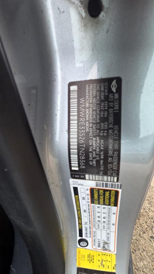 2006 MINI Cooper S, DOES NOT START, MANUAL, AS IS SPECIAL Photo