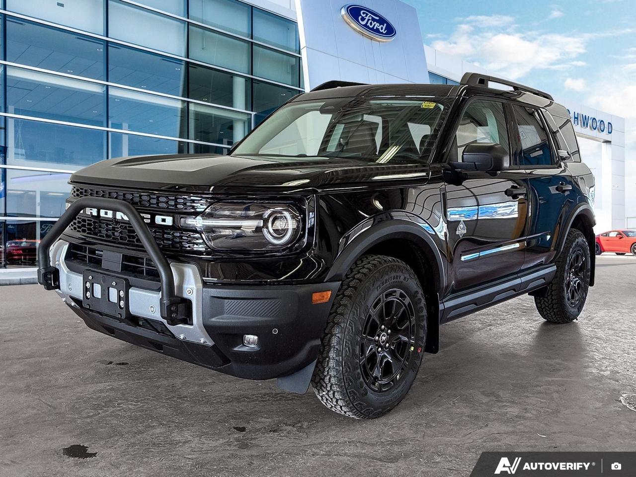 The 2026 Ford Bronco Sport Outer Banks in Shadow Black is built for drivers who want genuine off-road capability without sacrificing everyday comfort. Equipped with the Sasquatch Package and 4WD, this is one of the more trail-ready configurations available on the lot  fresh off the truck with just 11 km on it.

- Sasquatch Package for enhanced off-road performance and capability
- 1.5L 3-cylinder turbocharged engine paired with an Automatic transmission and 4WD
- Adaptive Cruise Control with Stop-and-Go for relaxed highway driving
- Heated leatherette steering wheel and voice-activated dual-zone automatic climate control
- BLIS Blind Spot Information System with Rear Cross-Traffic Braking
- Evasion Assist, Lane Centering, and Driver Monitoring for advanced safety support
- Autolamp LED projector headlamps with automatic high-beams
- Fuel-efficient for its class: 7.8 L/100 km highway and 9.3 L/100 km city

Ready to take it out on the trail or just the daily commute? Visit Birchwood Ford at birchwoodford.ca to reserve this Bronco Sport, start your purchase online, or book a test drive. Our team is happy to answer any questions and help you find the right fit.
Birchwood Ford is your choice for New Ford vehicles in Winnipeg. 

At Birchwood Ford, we hold ourselves to the highest standard. Our number one focus is customer satisfaction which has awarded us the Ford of Canadas Presidents Award for 5 consecutive years. This honour is presented to Ford dealers that have proven outstanding results in Sales and Customer Service Excellence.

Are you a newcomer to Canada, recent graduate, first time car buyer or physically challenged? Ask us about our exclusive rebates and how they may apply to you.
 
Interested in seeing/hearing more? Book a test drive or give us a call at (204) 661-9555 and we can help you with whatever you need!

Dealer permit #4454
Dealer permit #4454