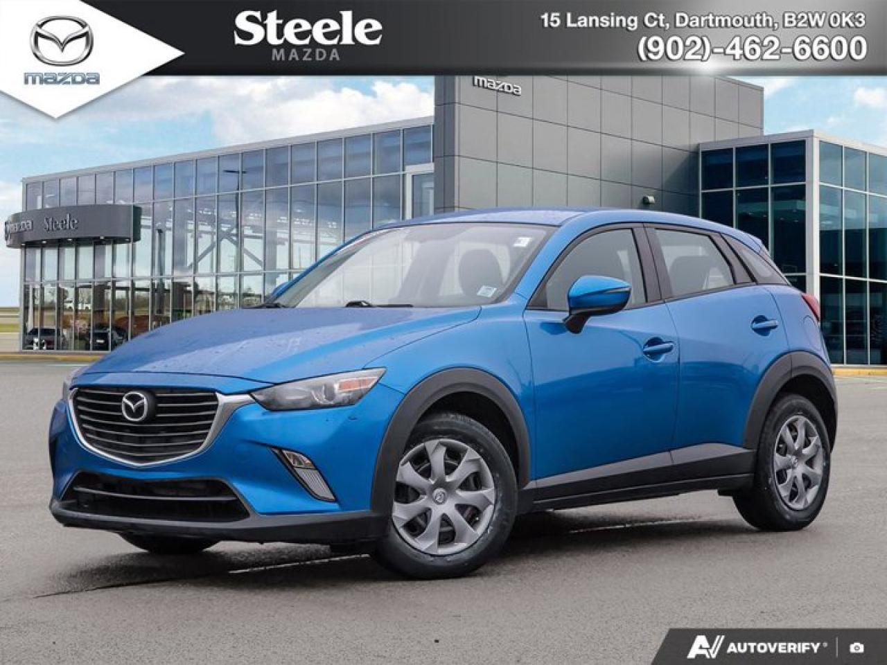 This 2016 Mazda CX-3 GS Front Wheel Drive with 155,559 km has recently received an oil and filter change, a new vehicle battery, new tires, and replacement of the left rear and right rear shock mounts, helping ensure it is ready for its next owner. Powered by a 2.0L SKYACTIV-G DOHC 16-valve 4-cylinder engine paired with a 6-speed SKYACTIV automatic transmission, the CX-3 is well known for its efficient performance and responsive driving dynamics. Finished in Dynamic Blue Mica with a black cloth interior, this GS trim includes practical features such as heated front bucket seats, a backup camera, Bluetooth connectivity, rain-sensing front wipers, and heated power exterior mirrors. As part of our preparation process, the brakes and tires have been inspected and measured, and the vehicle has received professional interior and exterior detailing. The CarFax report shows one claim of $1,504, and partial service history is available. If youre comparing compact crossovers and looking for a well-maintained 2016 Mazda CX-3 GS FWD, we welcome you to book a viewing and test drive to see if its the right fit for your needs.