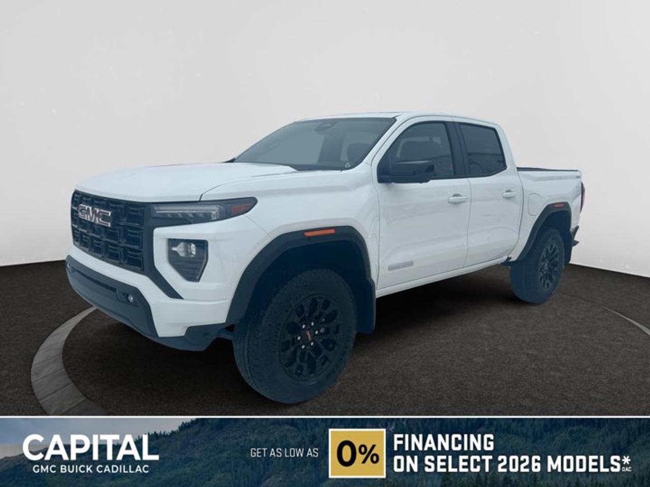 This 2026 GMC Canyon in Summit White is equipped with 4WD and Turbocharged Gas I4 2.7L/ engine.The GMC Canyon might be midsize, but its fully premium. Designed for easy access, an available easy lift and lower tailgate allows for smooth operation, while an integrated corner-step rear bumper provides efficient access to the truck bed and your cargo. Its the little things that set the Canyon apart, like its LED-signature front lighting, chrome grille surrounds and chrome mirror caps and door handles. The Canyon is takes premium comfort to a new level with features such as available soft-touch instrument panel and available heated driver and front passenger seats. The interior is also engineered to give you and your passengers an exceptional level of quiet, from noise-reducing innovations to triple door seals. This truck offers an engine lineup that delivers power and efficiency. This baby has 308 horsepower and can tow up to 3493 KG (7700 LB.). Intelligent control features, including traction control, trailer sway and hill descent control, available automatic rear locking differential, brake rotors and integrated trailer brake controller and diesel exhaust brake, to help you stay confidently in command no matter what you may be hauling or trailering. The Canyon provides intelligently placed controls and driver-centric features to keep you in touch, in charge and connected on the road, from available built-in Wi-Fi, an infotainment system with navigation and a rear-vision camera, to power outlets, rear seat reminders and access to the myGMC app. Youll also find state-of-the-art safety to help enhance your awareness of the road and surrounding vehicles, such as available forward collision alert, and more.Check out this vehicles pictures, features, options and specs, and let us know if you have any questions. Helping find the perfect vehicle FOR YOU is our only priority.P.S...Sometimes texting is easier. Text (or call) 306-801-9090 for fast answers at your fingertips!Dealer License #914248Disclaimer: All prices are plus taxes & fees. See dealer for Details. Dealer Permit # 914248 See dealer for Details.