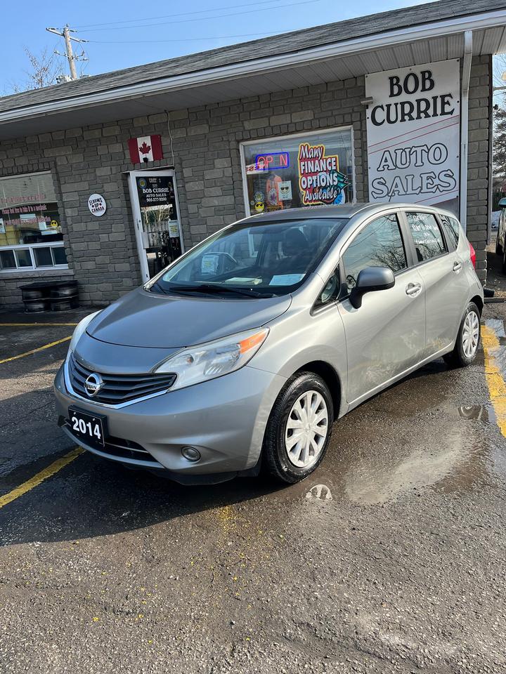 <p><strong>&nbsp;2014 &nbsp; NISSAN &nbsp; VERSA NOTE &ldquo;S&rdquo; &nbsp; &nbsp; &nbsp;HATCHBACK</strong></p><p><strong>COMES WITH 4 SNOW TIRES ON RIMS!</strong></p><p><strong>AUTO, AIR, PWR WINDOWS AND LOCKS, TINTED GLASS, TILT STEERING, PLUS MUCH MUCH MORE!</strong></p><p><strong>CERTIFIED AND INCLUDED IN THE PRICE IS A 6 MONTH/10,000 KMS DRIVERS SHIELD WARRANTY FROM LUBRICO CANADA</strong></p><p><strong>$6,900.00 &nbsp; PLUS TAX</strong></p><p><strong>CALL BOB FOR DETAILS @&nbsp;</strong></p><p><strong>905-377-9200</strong></p><p><strong>BOB CURRIE AUTO SALES</strong></p><p><strong>bcasales@hotmail.ca</strong></p>