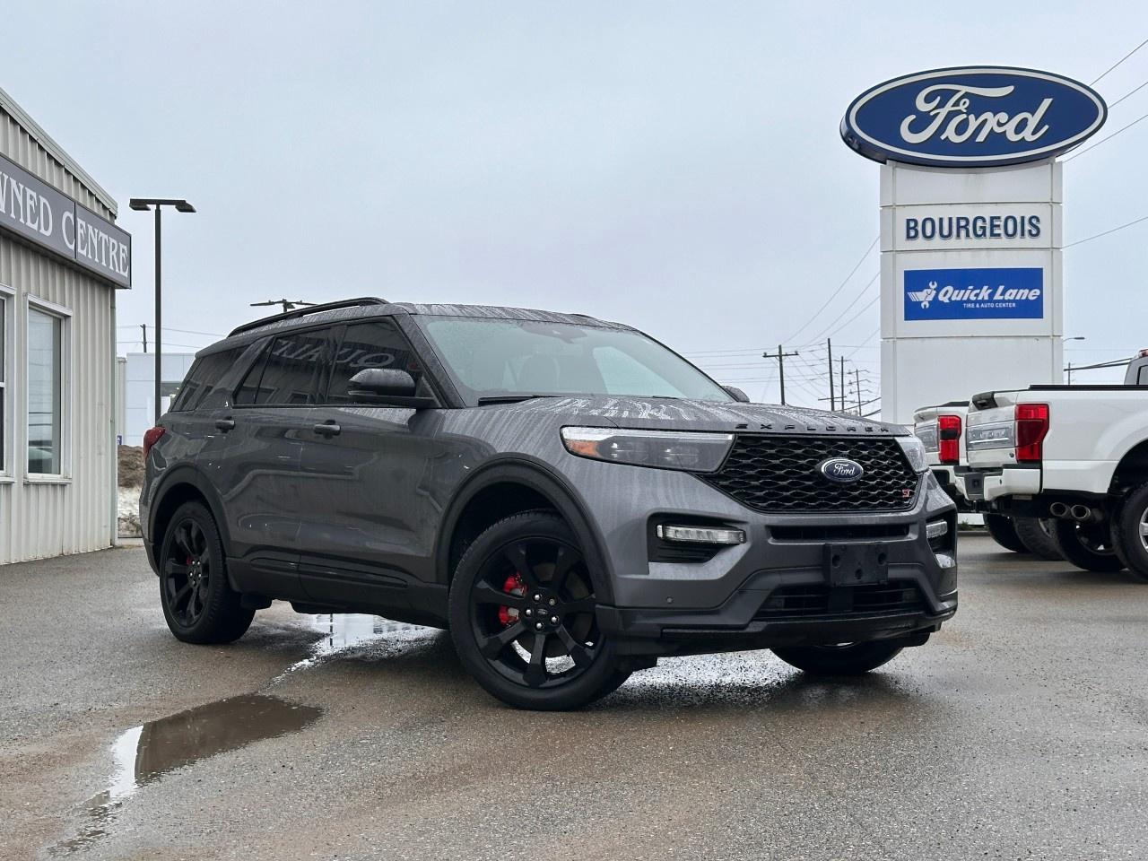 <p>The 2023 Ford Explorer ST 4WD in a stunning gray finish is an SUV designed for those who appreciate dynamic handling and the superior confidence of a 4×4 drivetrain. Its robust drivetrain ensures excellent performance, whether navigating city streets or venturing off the beaten path.</p><p>Step inside to discover a spacious black interior that emphasizes luxury and comfort. You'll be greeted by sleek alloy wheels and a bold exterior, enhanced by a moonroof that offers a view of the skies above. The interior is a haven of convenience and style, featuring heated and cooled leather seats and a leather steering wheel for a premium touch, complemented by leatherette door trim inserts.</p><p>Technologically advanced, the Explorer ST is equipped with a sophisticated navigation system and a suite of driver-assistance features, including adaptive cruise control and lane assist. The tech package includes modern essentials such as a backup camera, smart device integration, and a high-quality sound system connected via satellite radio. Safety and assistance features like brake assist, parking sensors, and heated mirrors ensure a secure and comfortable drive.</p><p>This vehicle is ideal for drivers who value a blend of luxury and practicality, whether youre managing daily commutes or planning a family adventure. Contact our dealership today to learn more about the 2023 Ford Explorer ST 4WD. Experience the perfect balance of comfort, style, and performance.</p> <p><strong>Why Choose the Bourgeois Auto Group?</strong></p><p>For 80 years, Bourgeois Auto Group has been delivering exceptional automotive experiences. Our factor trained teams work to ensure you receive the shopping experience you deserve; whether you're looking for a new or new-to-you vehicle.</p><p>Shop 24/7 with our online showroom and chat service, ensuring convenience every step of the way. No hidden fees, full disclosure, and every pre-owned vehicle comes with a Carfax® report for peace of mind.</p><p>We offer a wide selection of pre-owned vehicles, all competitively priced using real-time market data. Get the best deal on your purchase and trade-in with our free Live Market Analysis report.</p><p>Looking to sell your car? We buy any make or modelno purchase required. Our simple to use online trade valuation tool will provide you with a clear, transparent selling experience whether you buy our car or not.</p><p>Backed by hundreds dedicated employees across 4 convenient locations, were here to meet all your automotive needs. Visit us in Midland or Parry Sound and explore our inventory or schedule your next service today.</p> <p><strong>Financing Your Next Vehicle with Bourgeois Motors Ford in Midland:</strong></p><p>At Bourgeois Motors Ford, we make financing your next vehicle simple and stress-free! Our team works with trusted lenders to find flexible options tailored to your budget. Drive away with confidenceapply today!</p><p>Take advantage of our online pre-qualification tool, backed by Equifax and TD Bank to find the payment that works for you. Simply <a href=https://www.bourgeoismotors.com/free-credit-check/ rel=nofollow><strong>CLICK HERE</strong></a><strong> </strong>to use our secure online credit tool with no impact to your credit.</p>