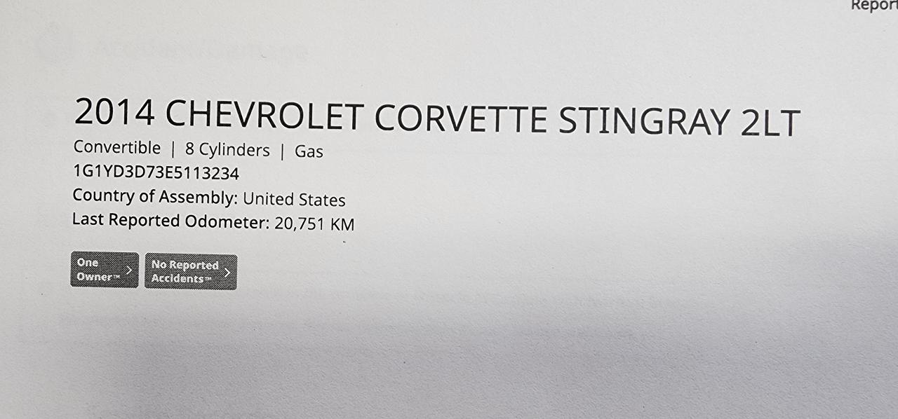 2014 Chevrolet Corvette POWER CONVERTIBLE -NAV- HUD- 2 LT- Photo