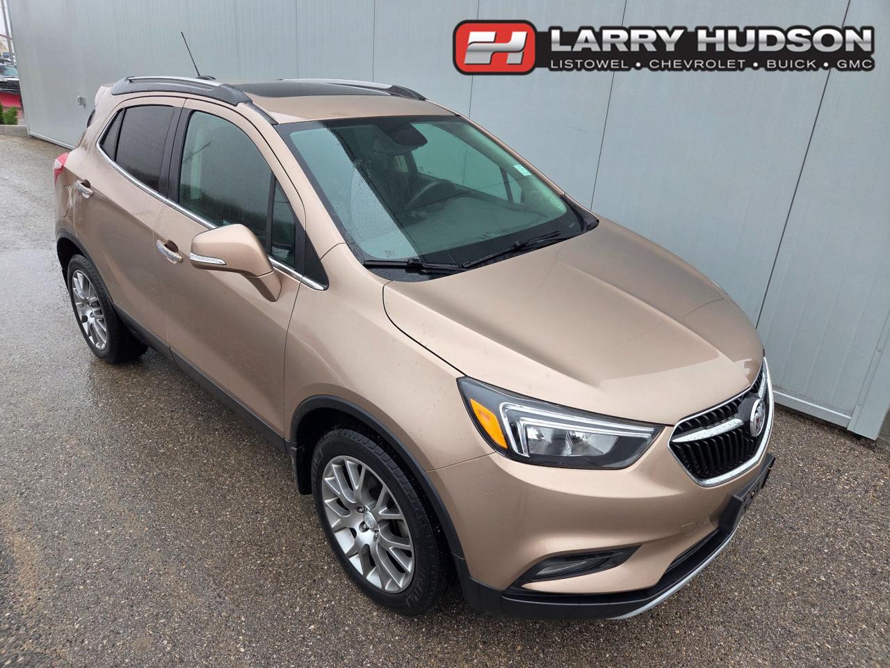 One Owner! This Encore Sport Touring features a 1.4L 4-Cylinder Turbocharged Engine, All-Wheel Drive, Coppertino Metallic Exterior, Black Duo Cloth/Leatherette Seating, Deluxe Front Bucket Seats, Power Moonroof, 6-Wap Power Driver Seat, Remote Vehicle Start, Engine Start/Stop Mode, Rear Vision Camera, Leather Wrapped Steering Wheel with Mounted Audio Controls and Cruise Control, Buick Infotainment System to Navigation, Automatic Climate Control, Power Adjustable Heated Exterior Mirrors with Integrated Turn Signals, Sport Rear Spoiler, Tire Pressure Monitor, 18 Aluminum Wheels, Onstar Services Available, Onstar 4G LTE Wi-Fi Hotspot Capable, SiriusXM Satellite Radio Services Available.


<br> <br><i>-- The Larry Hudson Group is a family run automotive organization that has enjoyed growth for over 42 years of business. We have a great selection of new inventory and what we feel are the best reconditioned used cars in Ontario. Hudsons NEED your trade. We can offer you top market value for your current vehicle. Please come and partake in a great buying experience with the Larry Hudson Group in Listowel. FREE CarFax report available with every used vehicle! --</i>