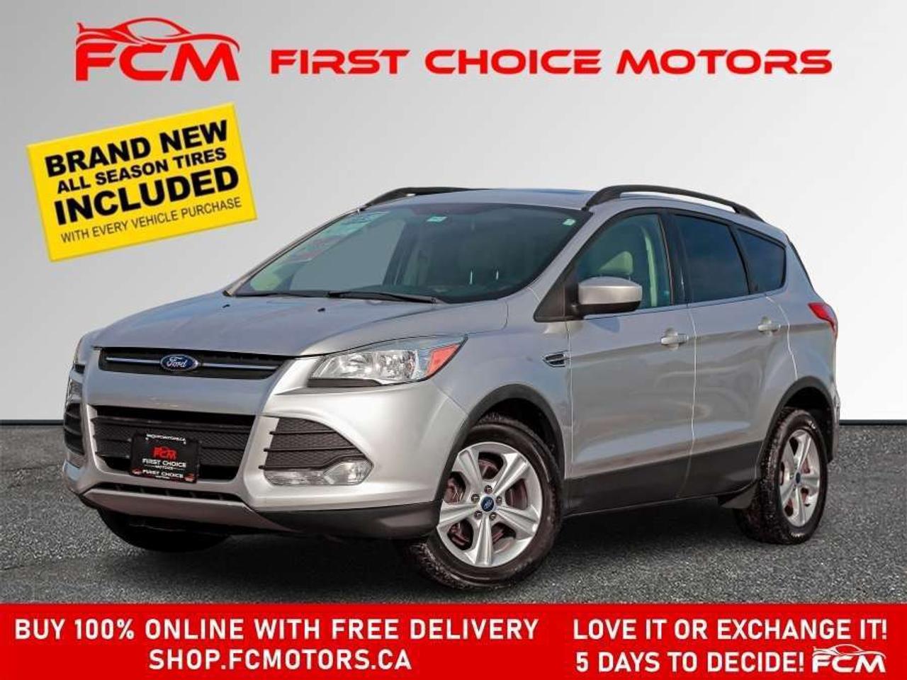 ** ** SPECIAL LIMITED TIME OFFER ** ** PURCHASE ANY VEHICLE THIS WEEK AND RECEIVE 4 BRAND-NEW ALL-SEASON TIRES AT NO ADDITIONAL COST!!! DONT MISS THIS EXCLUSIVE CHANCE TO UPGRADE YOUR RIDE AND STAY PREPARED FOR ANY WEATHER!!!       EXCITING NEWS FROM FIRST CHOICE MOTORS! Our brand-new online showroom is now open to the public, bringing the ultimate car shopping experience right to your fingertips! Enjoy a 100% online car shopping experience, with over 500 certified vehicles in stock, comprehensive protection plans, and thousands of new auto parts & accessories available! Plus, for a limited time, were offering FREE deliveries across Ontario on all vehicle purchases! Dont miss outvisit Shop.fcmotors.ca to find and upgrade your perfect vehicle today!      Welcome to First Choice Motors, the largest car dealership in Toronto of pre-owned cars, SUVs, and vans priced between $5000-$15,000. With an impressive inventory of over 300 vehicles in stock, we are dedicated to providing our customers with a vast selection of affordable and reliable options.       Were thrilled to offer a used 2015 Ford Escape SE, silver color with 144,000km (STK#9552) This vehicle was $11990 NOW ON SALE FOR $10990. It is equipped with the following features:   - Automatic Transmission   - Leather Seats   - Sunroof   - Heated seats   - Navigation   - Bluetooth   - Reverse camera   - Alloy wheels   - Power windows   - Power locks   - Power mirrors   - Air Conditioning      At First Choice Motors, we believe in providing quality vehicles that our customers can depend on. All our vehicles come with a 36-day FULL COVERAGE warranty. We also offer additional warranty options up to 5 years for our customers who want extra peace of mind.      Furthermore, all our vehicles are sold fully certified with brand new brakes rotors and pads, a fresh oil change, and brand new set of all-season tires installed & balanced. You can be confident that this car is in excellent condition and ready to hit the road.      At First Choice Motors, we believe that everyone deserves a chance to own a reliable and affordable vehicle. Thats why we offer financing options with low interest rates starting at 7.9% O.A.C. Were proud to approve all customers, including those with bad credit, no credit, students, and even 9 socials. Our finance team is dedicated to finding the best financing option for you and making the car buying process as smooth and stress-free as possible.      Our dealership is open 7 days a week to provide you with the best customer service possible. We carry the largest selection of used vehicles for sale under $9990 in all of Ontario. We stock over 300 cars, mostly Hyundai, Chevrolet, Mazda, Honda, Volkswagen, Toyota, Ford, Dodge, Kia, Mitsubishi, Acura, Lexus, and more. With our ongoing sale, you can find your dream car at a price you can afford. Come visit us today and experience why we are the best choice for your next used car purchase!      All prices include $22.00 OMVIC Fee.  Excludes, license plates, ownership registration and ONTARIO HST (13%)   *No Credit Card payments can be accepted for Vehicle Purchases*    *No Credit Card payments can be accepted for Vehicle Purchases*