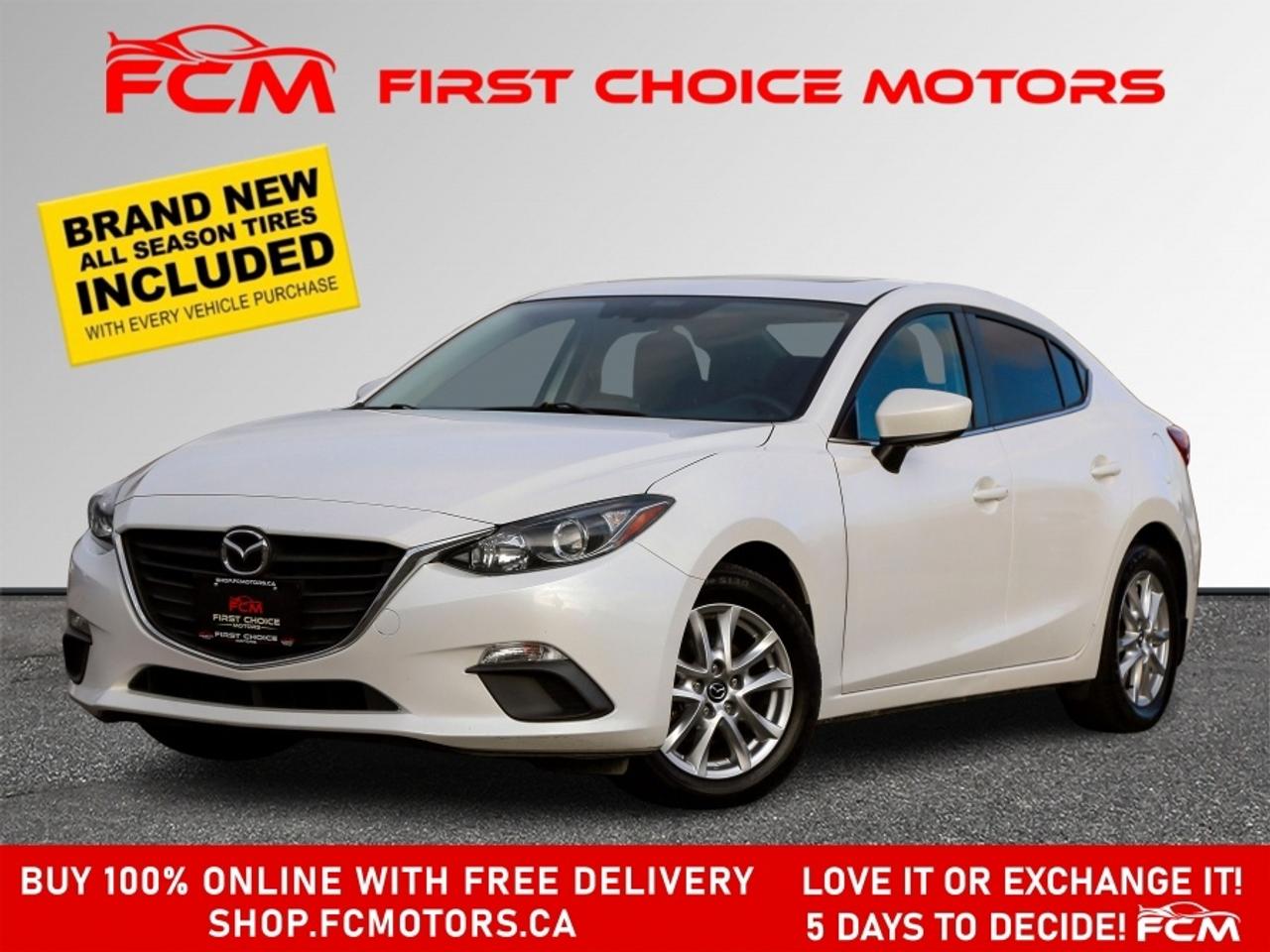 ** ** SPECIAL LIMITED TIME OFFER ** ** PURCHASE ANY VEHICLE THIS WEEK AND RECEIVE 4 BRAND-NEW ALL-SEASON TIRES AT NO ADDITIONAL COST!!! DONT MISS THIS EXCLUSIVE CHANCE TO UPGRADE YOUR RIDE AND STAY PREPARED FOR ANY WEATHER!!!       EXCITING NEWS FROM FIRST CHOICE MOTORS! Our brand-new online showroom is now open to the public, bringing the ultimate car shopping experience right to your fingertips! Enjoy a 100% online car shopping experience, with over 500 certified vehicles in stock, comprehensive protection plans, and thousands of new auto parts & accessories available! Plus, for a limited time, were offering FREE deliveries across Ontario on all vehicle purchases! Dont miss outvisit Shop.fcmotors.ca to find and upgrade your perfect vehicle today!      Welcome to First Choice Motors, the largest car dealership in Toronto of pre-owned cars, SUVs, and vans priced between $5000-$15,000. With an impressive inventory of over 300 vehicles in stock, we are dedicated to providing our customers with a vast selection of affordable and reliable options.       Were thrilled to offer a used 2016 Mazda MAZDA3 GS Skyactiv, white color with 107,000km (STK#9333) This vehicle was $14990 NOW ON SALE FOR $13990. It is equipped with the following features:   - Automatic Transmission   - Sunroof   - Heated seats   - Bluetooth   - Reverse camera   - Alloy wheels   - Power windows   - Power locks   - Power mirrors   - Air Conditioning      At First Choice Motors, we believe in providing quality vehicles that our customers can depend on. All our vehicles come with a 36-day FULL COVERAGE warranty. We also offer additional warranty options up to 5 years for our customers who want extra peace of mind.      Furthermore, all our vehicles are sold fully certified with brand new brakes rotors and pads, a fresh oil change, and brand new set of all-season tires installed & balanced. You can be confident that this car is in excellent condition and ready to hit the road.      At First Choice Motors, we believe that everyone deserves a chance to own a reliable and affordable vehicle. Thats why we offer financing options with low interest rates starting at 7.9% O.A.C. Were proud to approve all customers, including those with bad credit, no credit, students, and even 9 socials. Our finance team is dedicated to finding the best financing option for you and making the car buying process as smooth and stress-free as possible.      Our dealership is open 7 days a week to provide you with the best customer service possible. We carry the largest selection of used vehicles for sale under $9990 in all of Ontario. We stock over 300 cars, mostly Hyundai, Chevrolet, Mazda, Honda, Volkswagen, Toyota, Ford, Dodge, Kia, Mitsubishi, Acura, Lexus, and more. With our ongoing sale, you can find your dream car at a price you can afford. Come visit us today and experience why we are the best choice for your next used car purchase!      All prices exclude a $22 OMVIC fee, license plates & registration and ONTARIO HST (13%)   *No Credit Card payments can be accepted for Vehicle Purchases*    *No Credit Card payments can be accepted for Vehicle Purchases*
