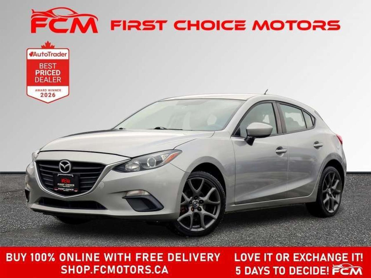 ** ** SPECIAL LIMITED TIME OFFER ** ** PURCHASE ANY VEHICLE THIS WEEK AND RECEIVE 4 BRAND-NEW ALL-SEASON TIRES AT NO ADDITIONAL COST!!! DONT MISS THIS EXCLUSIVE CHANCE TO UPGRADE YOUR RIDE AND STAY PREPARED FOR ANY WEATHER!!!       EXCITING NEWS FROM FIRST CHOICE MOTORS! Our brand-new online showroom is now open to the public, bringing the ultimate car shopping experience right to your fingertips! Enjoy a 100% online car shopping experience, with over 500 certified vehicles in stock, comprehensive protection plans, and thousands of new auto parts & accessories available! Plus, for a limited time, were offering FREE deliveries across Ontario on all vehicle purchases! Dont miss outvisit Shop.fcmotors.ca to find and upgrade your perfect vehicle today!      Welcome to First Choice Motors, the largest car dealership in Toronto of pre-owned cars, SUVs, and vans priced between $5000-$15,000. With an impressive inventory of over 300 vehicles in stock, we are dedicated to providing our customers with a vast selection of affordable and reliable options.       Were thrilled to offer a used 2015 Mazda MAZDA3 GX, grey color with 398,000km (STK#9308) This vehicle was $5490 NOW ON SALE FOR $4990. It is equipped with the following features:   - Manual Transmission   - Power windows   - Power locks   - Power mirrors   - Air Conditioning      At First Choice Motors, we believe in providing quality vehicles that our customers can depend on. All our vehicles come with a 36-day FULL COVERAGE warranty. We also offer additional warranty options up to 5 years for our customers who want extra peace of mind.      Furthermore, all our vehicles are sold fully certified with brand new brakes rotors and pads, a fresh oil change, and brand new set of all-season tires installed & balanced. You can be confident that this car is in excellent condition and ready to hit the road.      At First Choice Motors, we believe that everyone deserves a chance to own a reliable and affordable vehicle. Thats why we offer financing options with low interest rates starting at 7.9% O.A.C. Were proud to approve all customers, including those with bad credit, no credit, students, and even 9 socials. Our finance team is dedicated to finding the best financing option for you and making the car buying process as smooth and stress-free as possible.      Our dealership is open 7 days a week to provide you with the best customer service possible. We carry the largest selection of used vehicles for sale under $9990 in all of Ontario. We stock over 300 cars, mostly Hyundai, Chevrolet, Mazda, Honda, Volkswagen, Toyota, Ford, Dodge, Kia, Mitsubishi, Acura, Lexus, and more. With our ongoing sale, you can find your dream car at a price you can afford. Come visit us today and experience why we are the best choice for your next used car purchase!      All prices exclude a $22 OMVIC fee, license plates & registration and ONTARIO HST (13%)   *No Credit Card payments can be accepted for Vehicle Purchases*    *No Credit Card payments can be accepted for Vehicle Purchases*
