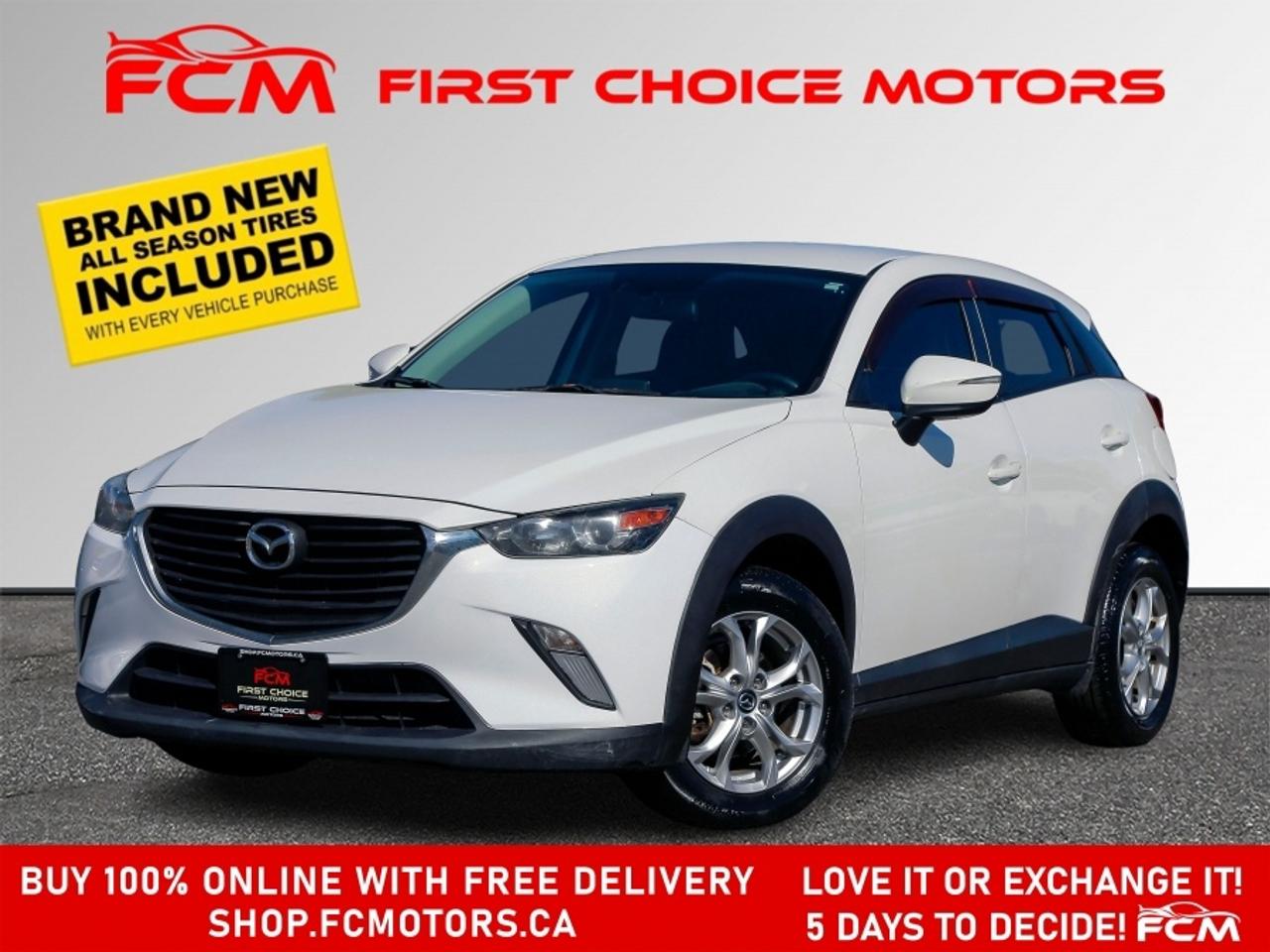 ** ** SPECIAL LIMITED TIME OFFER ** ** PURCHASE ANY VEHICLE THIS WEEK AND RECEIVE 4 BRAND-NEW ALL-SEASON TIRES AT NO ADDITIONAL COST!!! DONT MISS THIS EXCLUSIVE CHANCE TO UPGRADE YOUR RIDE AND STAY PREPARED FOR ANY WEATHER!!!       EXCITING NEWS FROM FIRST CHOICE MOTORS! Our brand-new online showroom is now open to the public, bringing the ultimate car shopping experience right to your fingertips! Enjoy a 100% online car shopping experience, with over 500 certified vehicles in stock, comprehensive protection plans, and thousands of new auto parts & accessories available! Plus, for a limited time, were offering FREE deliveries across Ontario on all vehicle purchases! Dont miss outvisit Shop.fcmotors.ca to find and upgrade your perfect vehicle today!      Welcome to First Choice Motors, the largest car dealership in Toronto of pre-owned cars, SUVs, and vans priced between $5000-$15,000. With an impressive inventory of over 300 vehicles in stock, we are dedicated to providing our customers with a vast selection of affordable and reliable options.       Were thrilled to offer a used 2017 Mazda CX-3 GS Skyactiv, white color with 129,000km (STK#9146) This vehicle was $15990 NOW ON SALE FOR $14990. It is equipped with the following features:   - Automatic Transmission   - Heated seats   - Bluetooth   - Reverse camera   - Alloy wheels   - Power windows   - Power locks   - Power mirrors   - Air Conditioning      At First Choice Motors, we believe in providing quality vehicles that our customers can depend on. All our vehicles come with a 36-day FULL COVERAGE warranty. We also offer additional warranty options up to 5 years for our customers who want extra peace of mind.      Furthermore, all our vehicles are sold fully certified with brand new brakes rotors and pads, a fresh oil change, and brand new set of all-season tires installed & balanced. You can be confident that this car is in excellent condition and ready to hit the road.      At First Choice Motors, we believe that everyone deserves a chance to own a reliable and affordable vehicle. Thats why we offer financing options with low interest rates starting at 7.9% O.A.C. Were proud to approve all customers, including those with bad credit, no credit, students, and even 9 socials. Our finance team is dedicated to finding the best financing option for you and making the car buying process as smooth and stress-free as possible.      Our dealership is open 7 days a week to provide you with the best customer service possible. We carry the largest selection of used vehicles for sale under $9990 in all of Ontario. We stock over 300 cars, mostly Hyundai, Chevrolet, Mazda, Honda, Volkswagen, Toyota, Ford, Dodge, Kia, Mitsubishi, Acura, Lexus, and more. With our ongoing sale, you can find your dream car at a price you can afford. Come visit us today and experience why we are the best choice for your next used car purchase!      All prices exclude a $10 OMVIC fee, license plates & registration  and ONTARIO HST (13%)    *No Credit Card payments can be accepted for Vehicle Purchases*