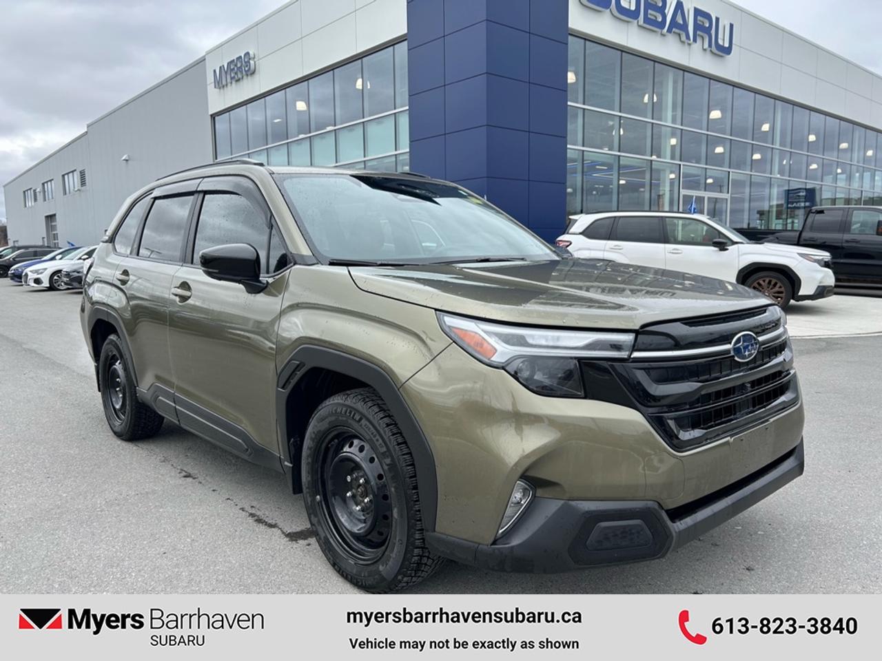<b>Low Mileage, Navigation,  360 Camera,  Cooled Seats,  Leather Seats,  Premium Audio!</b><br> <br> Giving you total driving confidence with its fun-to-drive nature, responsive handling, and outstanding ride comfort this amazing Subaru Forest is ready to anything you put in front of it. This 2025 Subaru Forester is fresh on our lot in Nepean. <br> <br>The Subaru Forester brings more convenience and versatility to your daily life with durable and quality materials, a driver focused cockpit and incredible off-road capability. With a well-engineered suspension that securely hugs the road and an impressive suite of driver assistance packages, the safety of you and your family is second to none. This low mileage SUV has just 16,895 km. Its Autumn Green Metallic in colour and is completely accident free based on the <a href=https://vhr.carfax.ca/?id=nZZ1iRL+9XIV+bpV+kKM1rzx7GtAkpTJ target=_blank>CARFAX Report</a>. It has an Automatic transmission and is powered by a 180HP 2.5L 4 Cylinder Engine. <br> <br> Our Foresters trim level is Premier. This range-topping trim features a 360-camera system, an 11-speaker harman/kardon system, a panoramic sunroof, a power liftgate for rear cargo access, and a heated steering wheel. Other standard features include ventilated and heated front seats, leather seating upholstery, adaptive cruise control, automatic high beams, aluminum alloy wheels, dual-zone climate control, and an 11.6-inch tablet-style touchscreen infotainment system with inbuilt navigation, Apple CarPlay and Android Auto. Safety features also include pre-collision braking, lane keeping assist with lane departure warning, and forward collision mitigation. This vehicle has been upgraded with the following features: Navigation, 360 Camera, Cooled Seats, Leather Seats, Premium Audio, Sunroof, Power Liftgate.<br> <br>To apply right now for financing use this link: <a href=https://www.myersbarrhavensubaru.ca/quick-approval/ target=_blank>https://www.myersbarrhavensubaru.ca/quick-approval/</a><br><br> <br/><br><br> The Myers name has been synonymous with first-rate automotive service and products for over 80 years in Ottawa; we are happy to welcome you here to <b> Myers Barrhaven Subaru </b> the unbeatable Subaru dealer in Ottawa and the National Capital Region. Serving drivers as the premier Subaru dealership near Kanata, Orléans, Gatineau, QC and Vanier region, we offer a wide range of new and used offerings from Subaru. If youre in the market for a full range of Subaru cars and Subaru SUVs for sale in Ottawa. </br><br> Come by and check out our fleet of 50+ used cars and trucks and 20+ new cars and trucks for sale in Nepean.  o~o