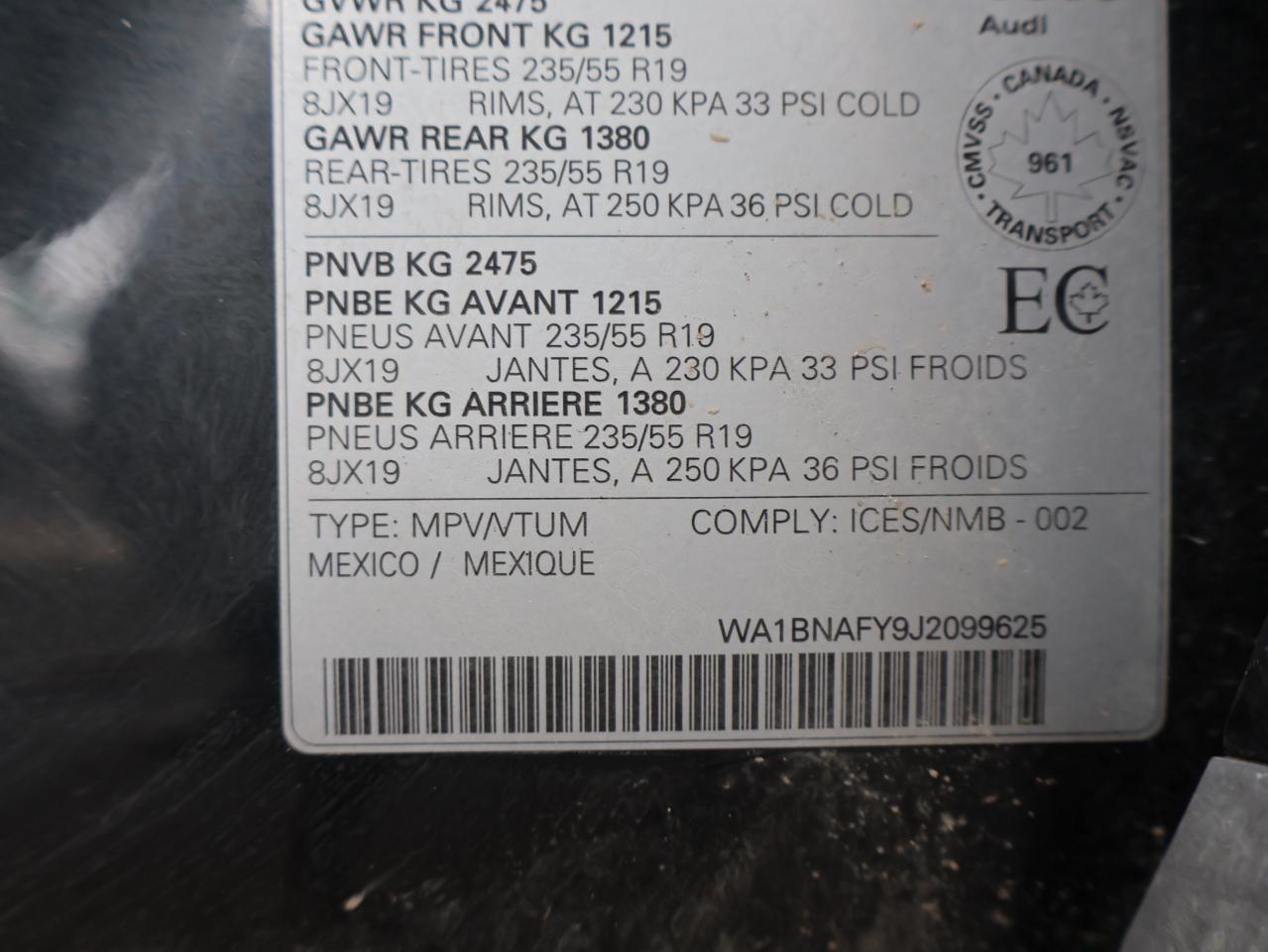 2018 Audi Q5 PROGRESSIV AWD CERTIFIED *AUDI MAINTAIN* CAMERA NAV BLUETOOTH LEATHER HEATED SEATS PANO ROOF CRUISE ALLOYS Photo